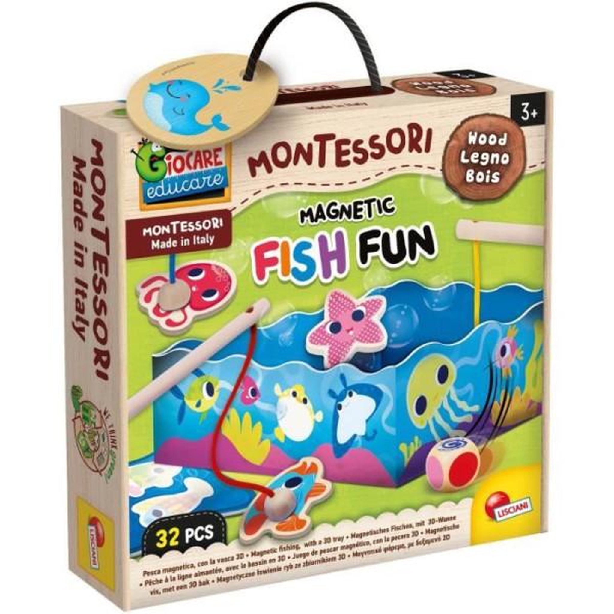 LISCIANI GIOCHI Peche a la ligne - Jeu Montessori - MONTESSORI BOIS - Peche Magnétique, Jeu de Patience