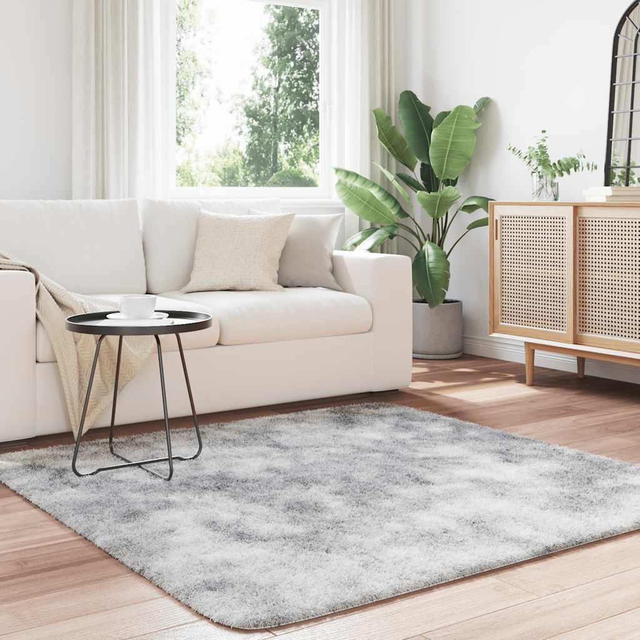Voir la diapositive 3 : VIDAXL Tapis Shaggy a poils longs NAVARRA gris clair 160x160 cm