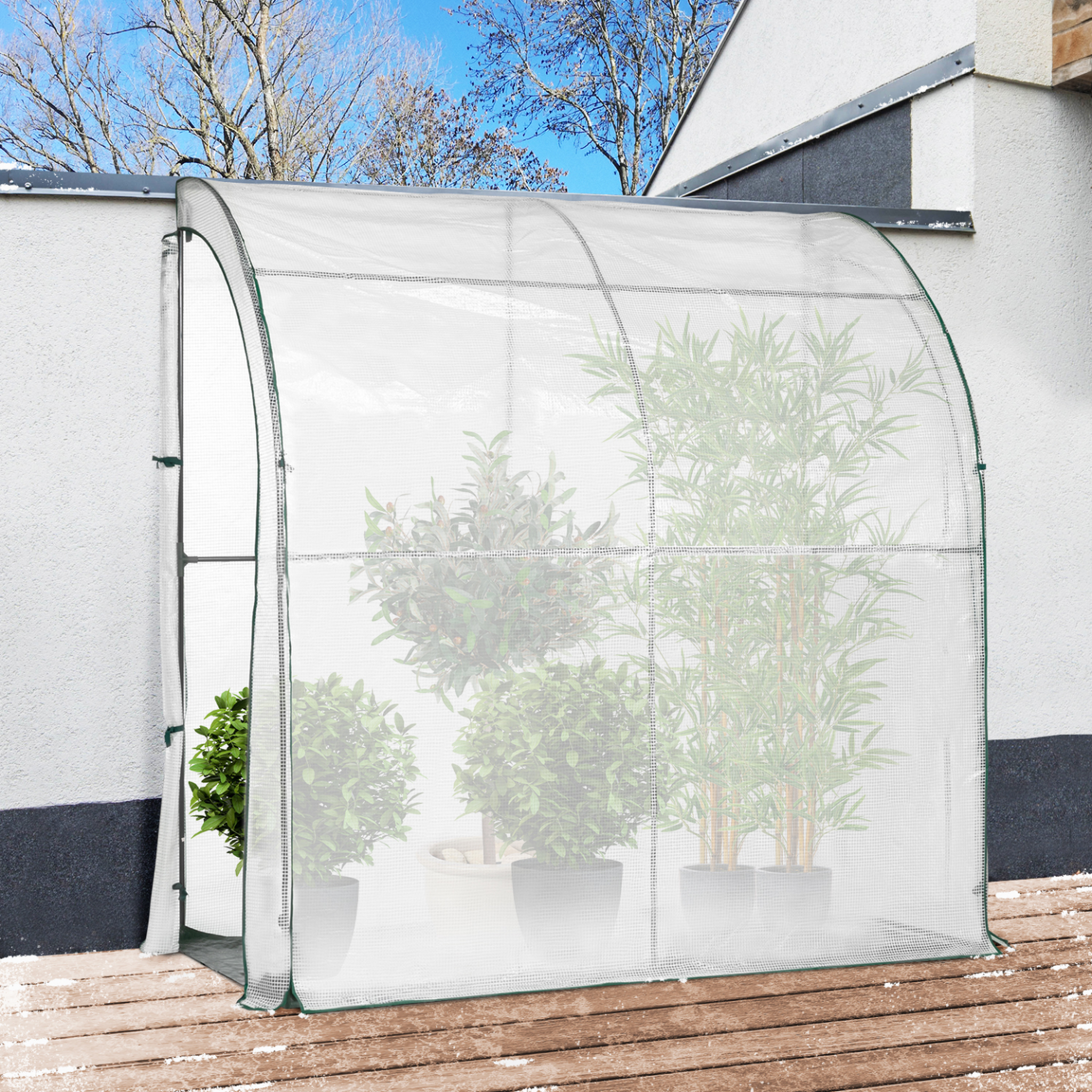 Voir la diapositive 2 : ID MARKET Serre d'hivernage murale adossée 200 x 80 x 160 cm balcon et terrasse