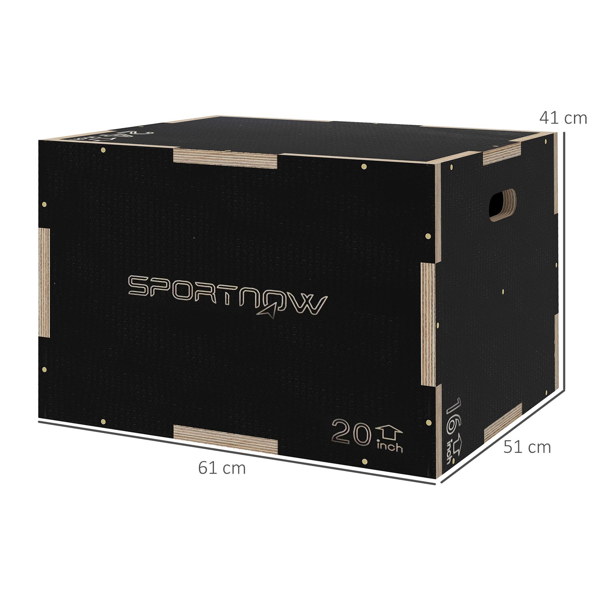 Voir la diapositive 3 : HOMCOM Box jump - box de pliométrie - boite de saut - 3 hauteurs 41/51/61H cm - charge max. 120 Kg - bois surface antidérapante noir