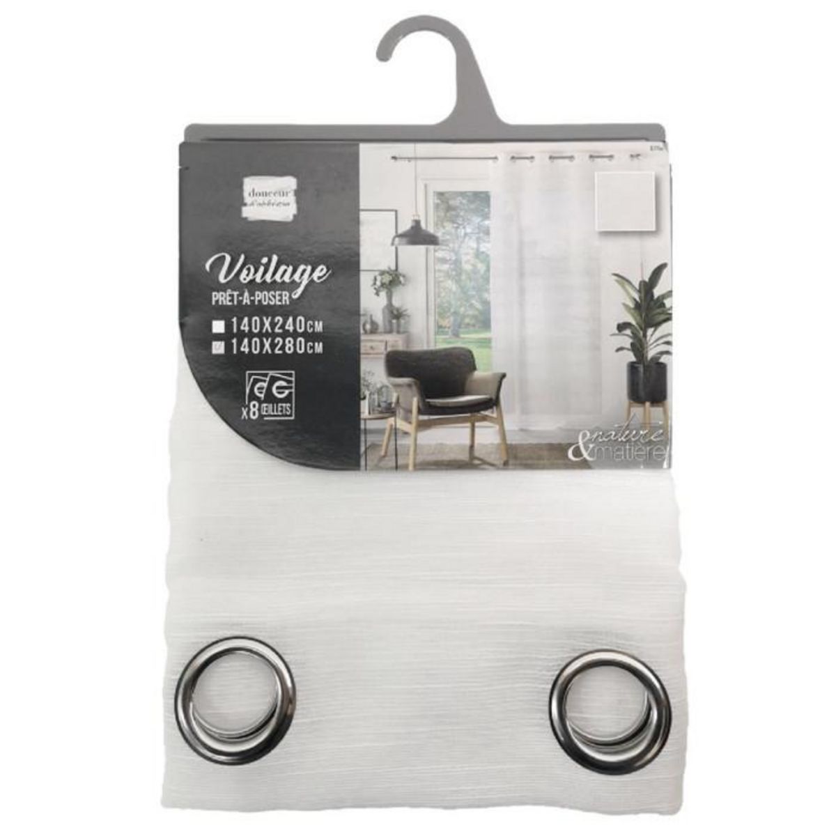 Paris Prix Rideau Voilage à Œillets  Effie  140x280cm Gris