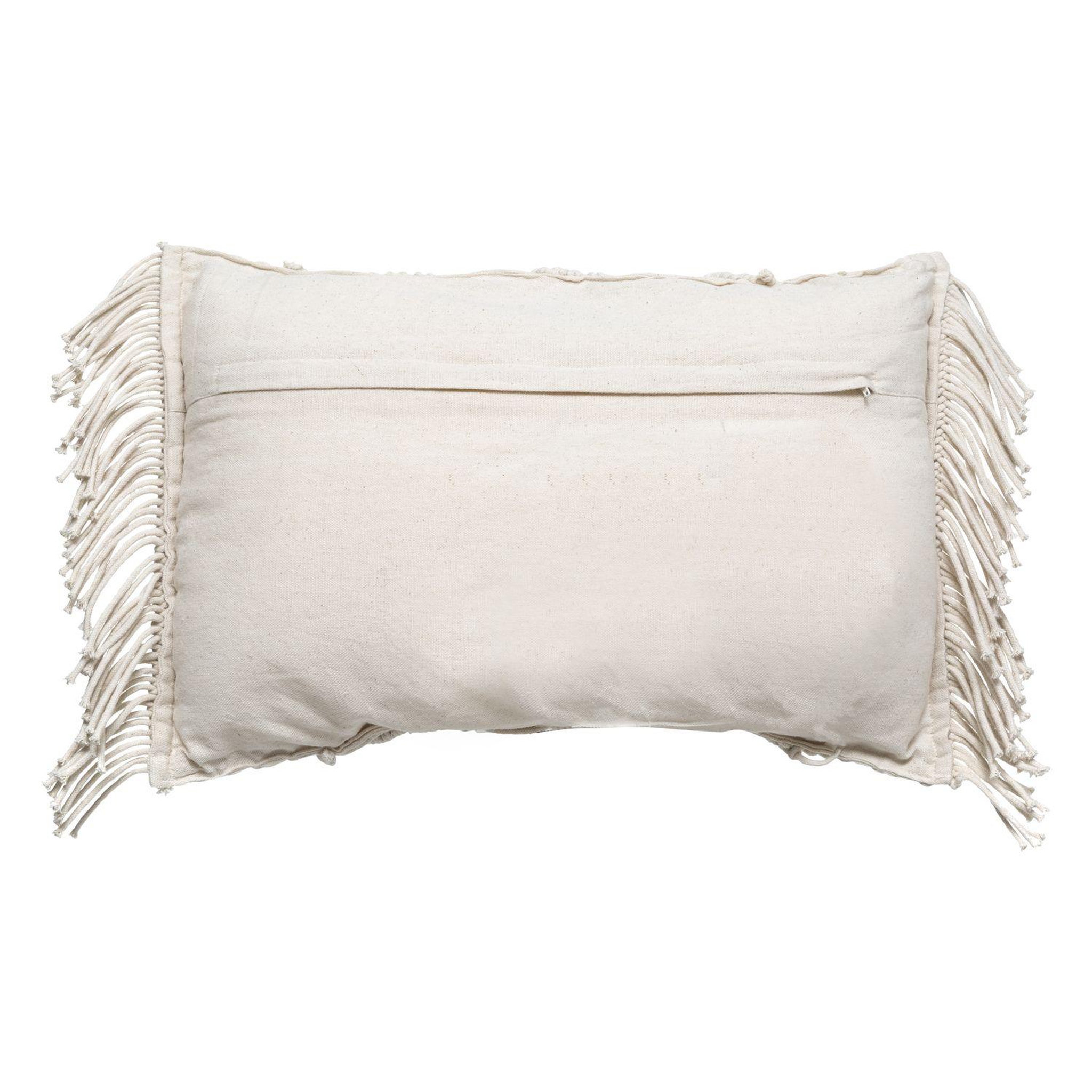 Voir la diapositive 5 : ATMOSPHERA Coussin macramé rectangulaire 30x50cm palm avec franges - blanc ivoire