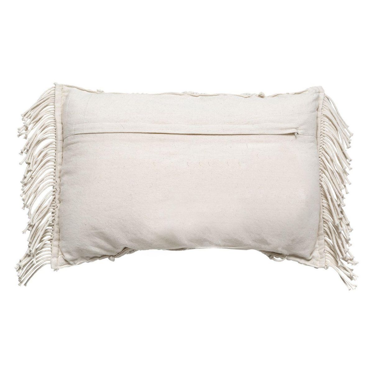 ATMOSPHERA Coussin Macramé rectangulaire 30x50cm Palm avec franges - Blanc Ivoire