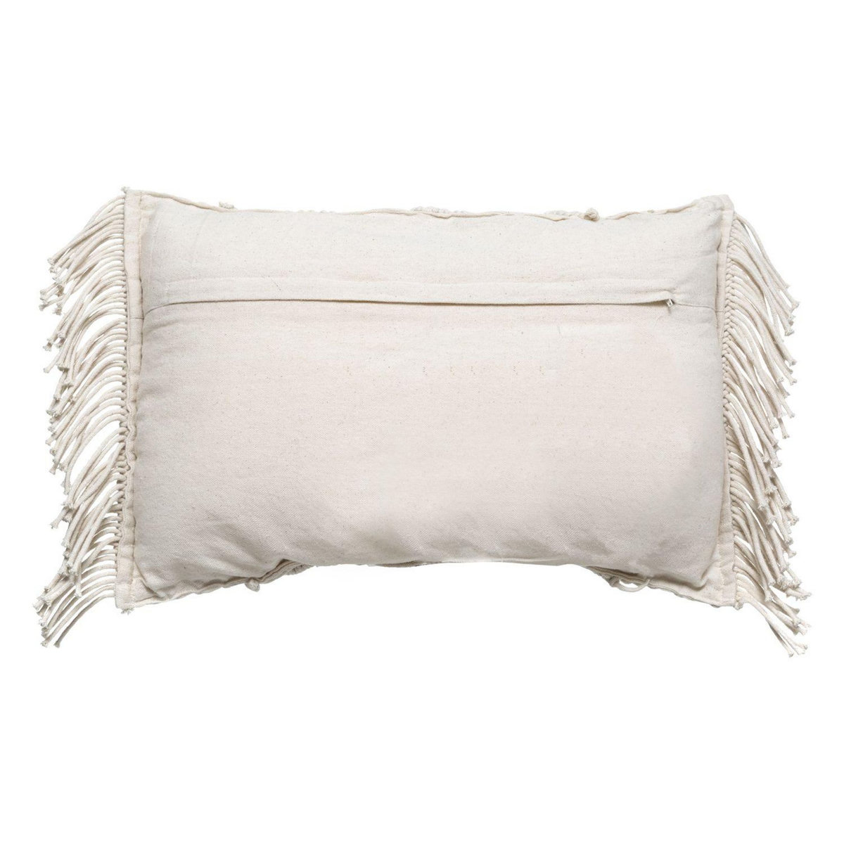 ATMOSPHERA Coussin Macramé rectangulaire 30x50cm Palm avec franges - Blanc Ivoire
