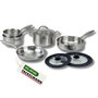 Voir la diapositive 1 : Fackelmann Poêles à Frire 24 cm, Casseroles 14 et 18 cm, Faitout 20 cm, Sauteuse 24 cm inox 18/10 Triply et 2 couvercles Fackelmann Vita3