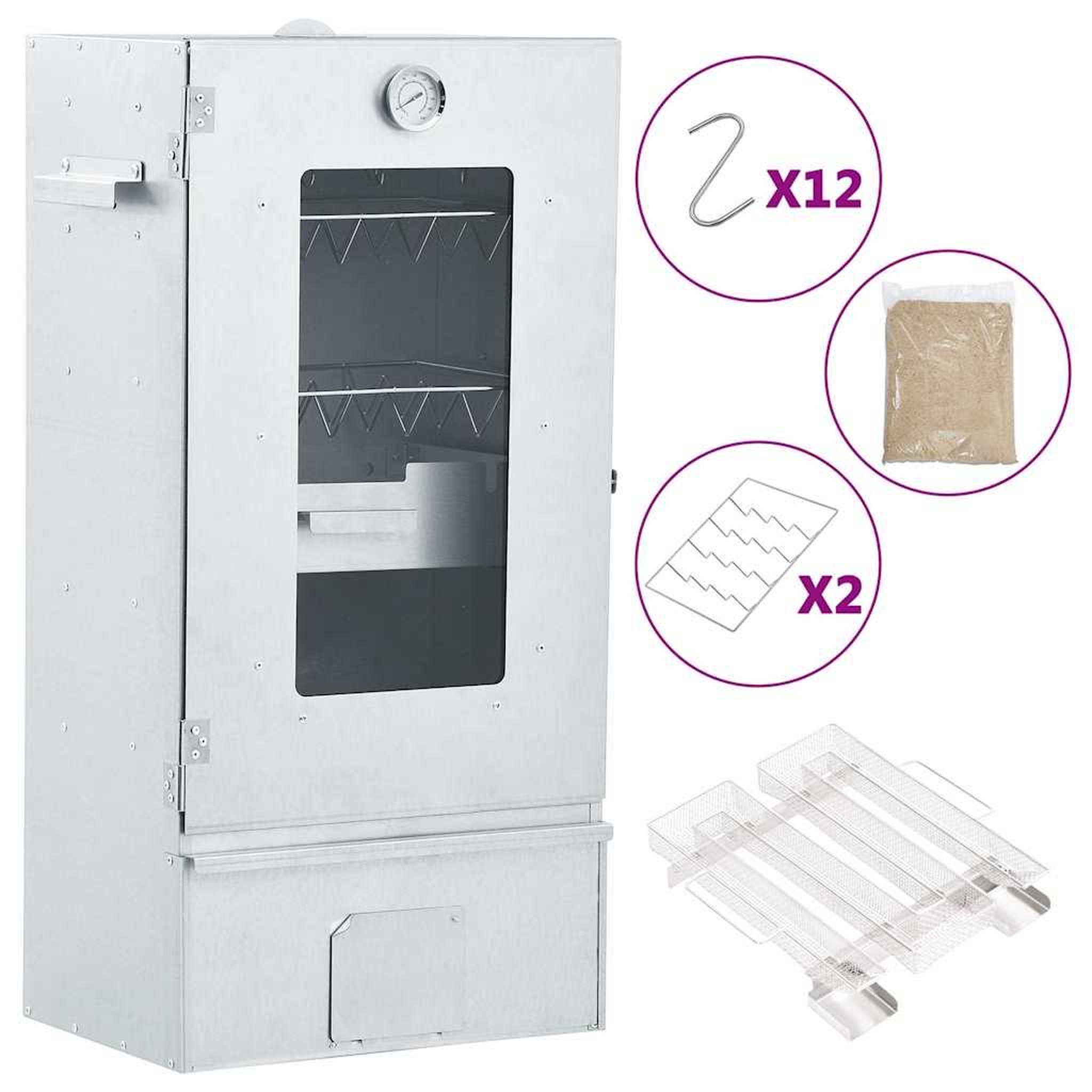 VIDAXL Fumoir a four a BBQ generateur de fumee froide acier galvanise