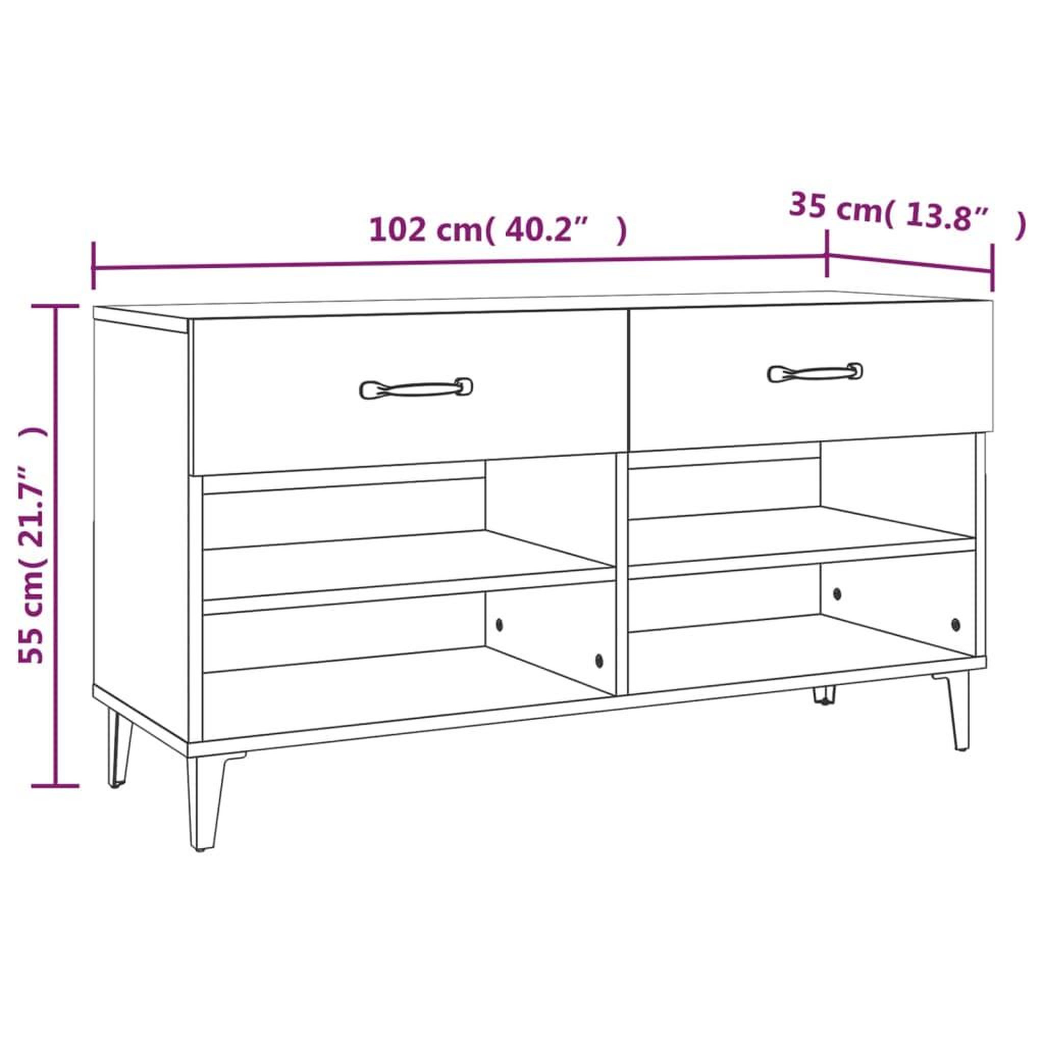Voir la diapositive 6 : VIDAXL Meuble a chaussures chene fume 102x35x55 cm bois d'ingenierie