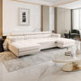 Voir la diapositive 3 : BEST MOBILIER Ayden - canapé panoramique en u 7 places convertible avec coffre et têtières réglables en tissu