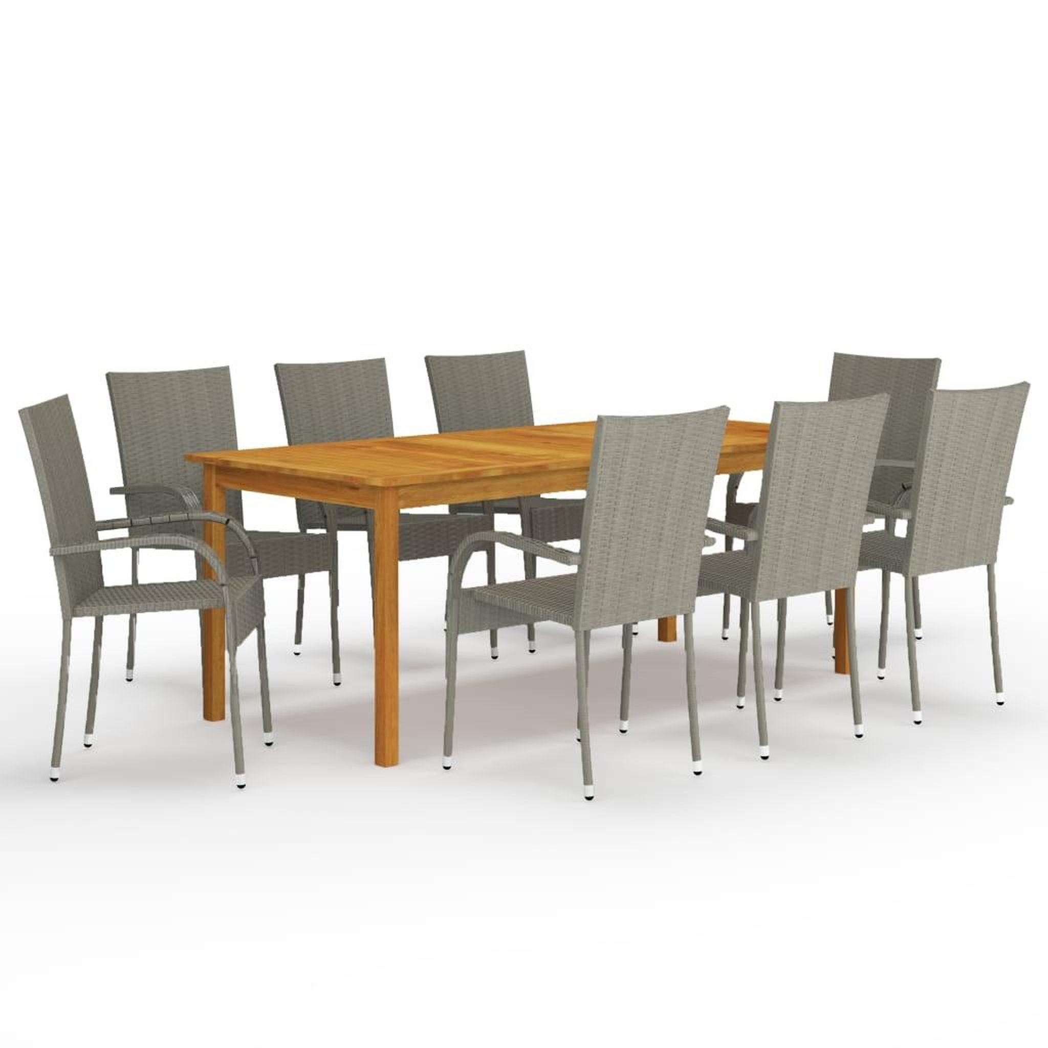 Voir la diapositive 1 : VIDAXL Ensemble a manger de jardin 9 pcs Gris