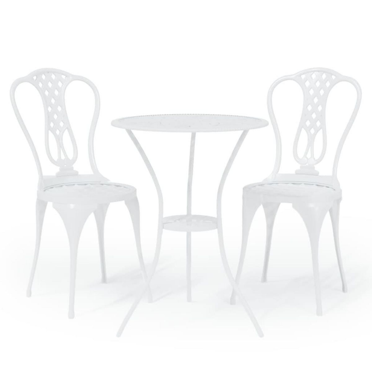 VIDAXL Ensemble de bistro 3 pcs Aluminium coule Blanc
