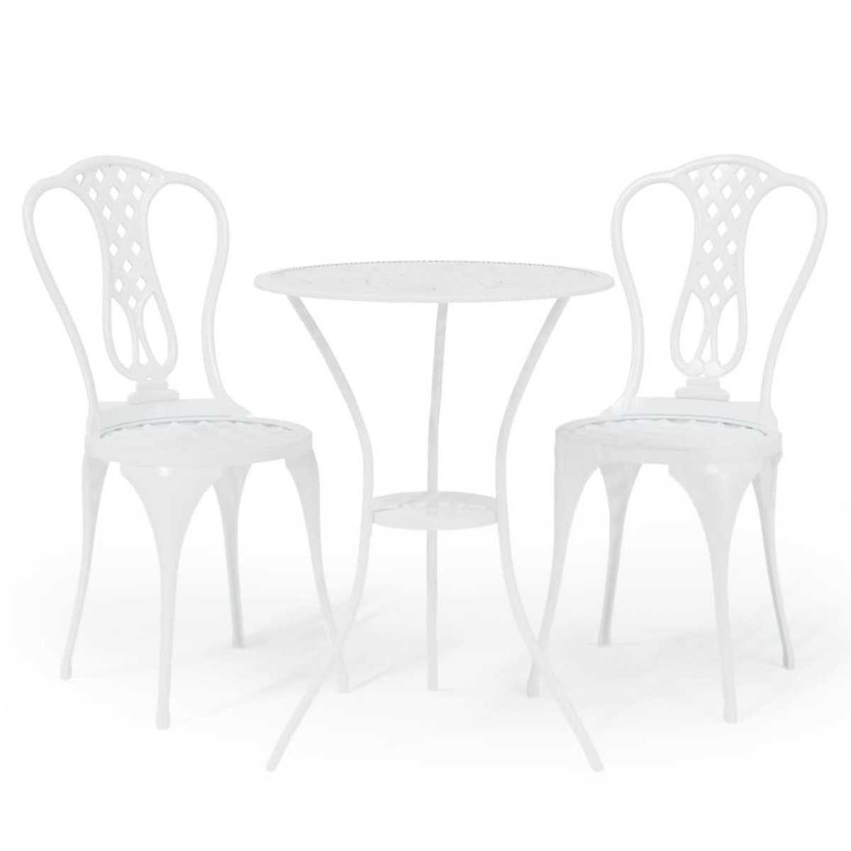 VIDAXL Ensemble de bistro 3 pcs Aluminium coule Blanc