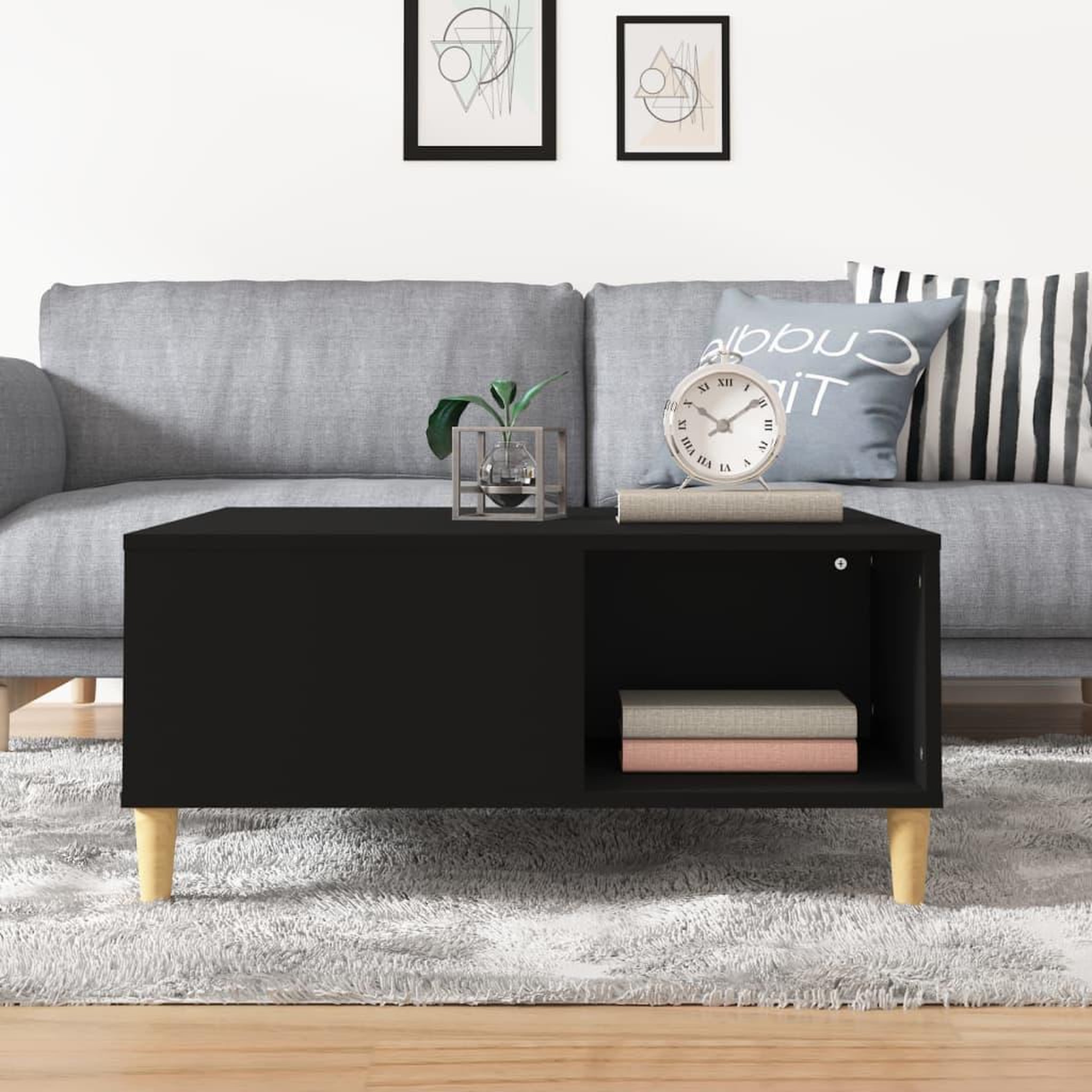Voir la diapositive 3 : VIDAXL Table basse noir 80x80x36,5 cm bois d'ingenierie