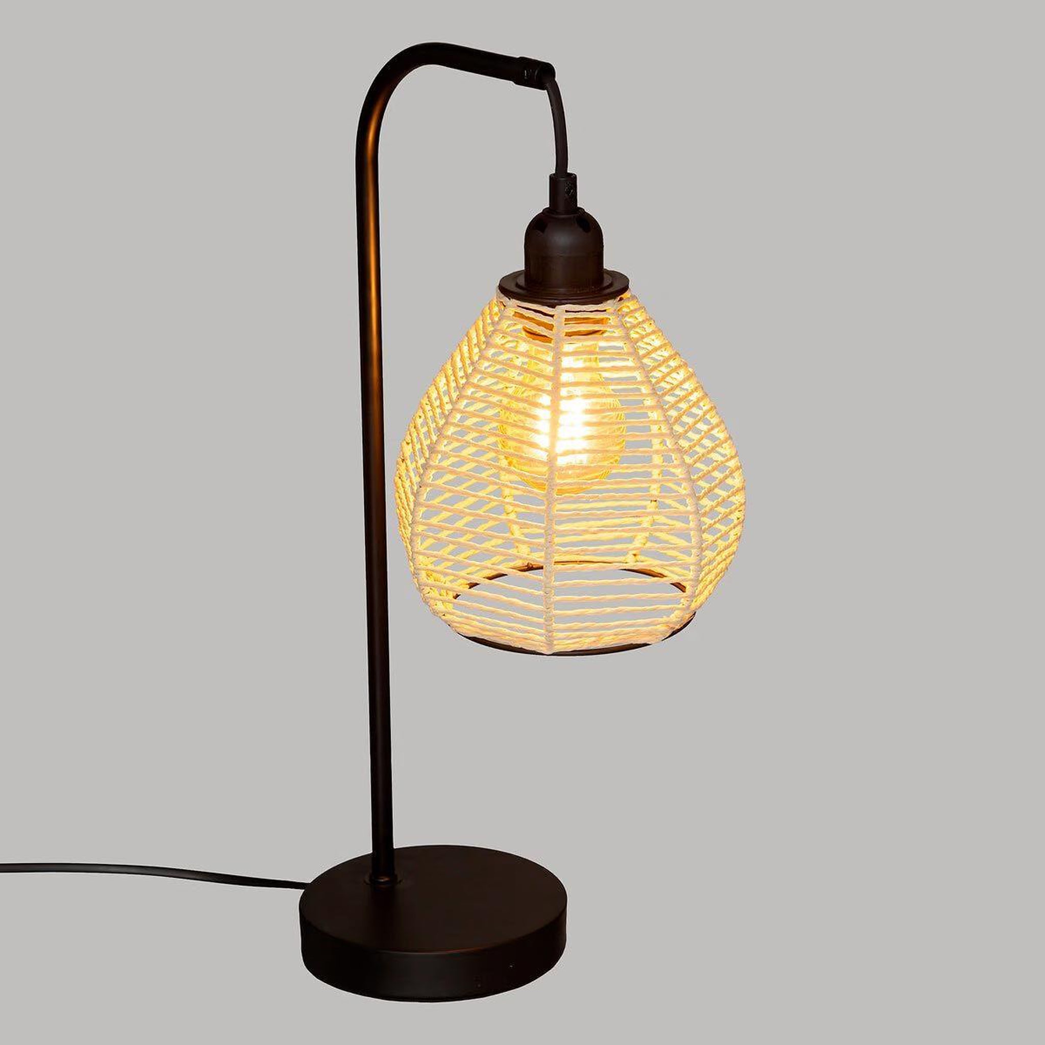 Voir la diapositive 4 : ATMOSPHERA Lampe à poser en métal  delia  47cm noir & naturel