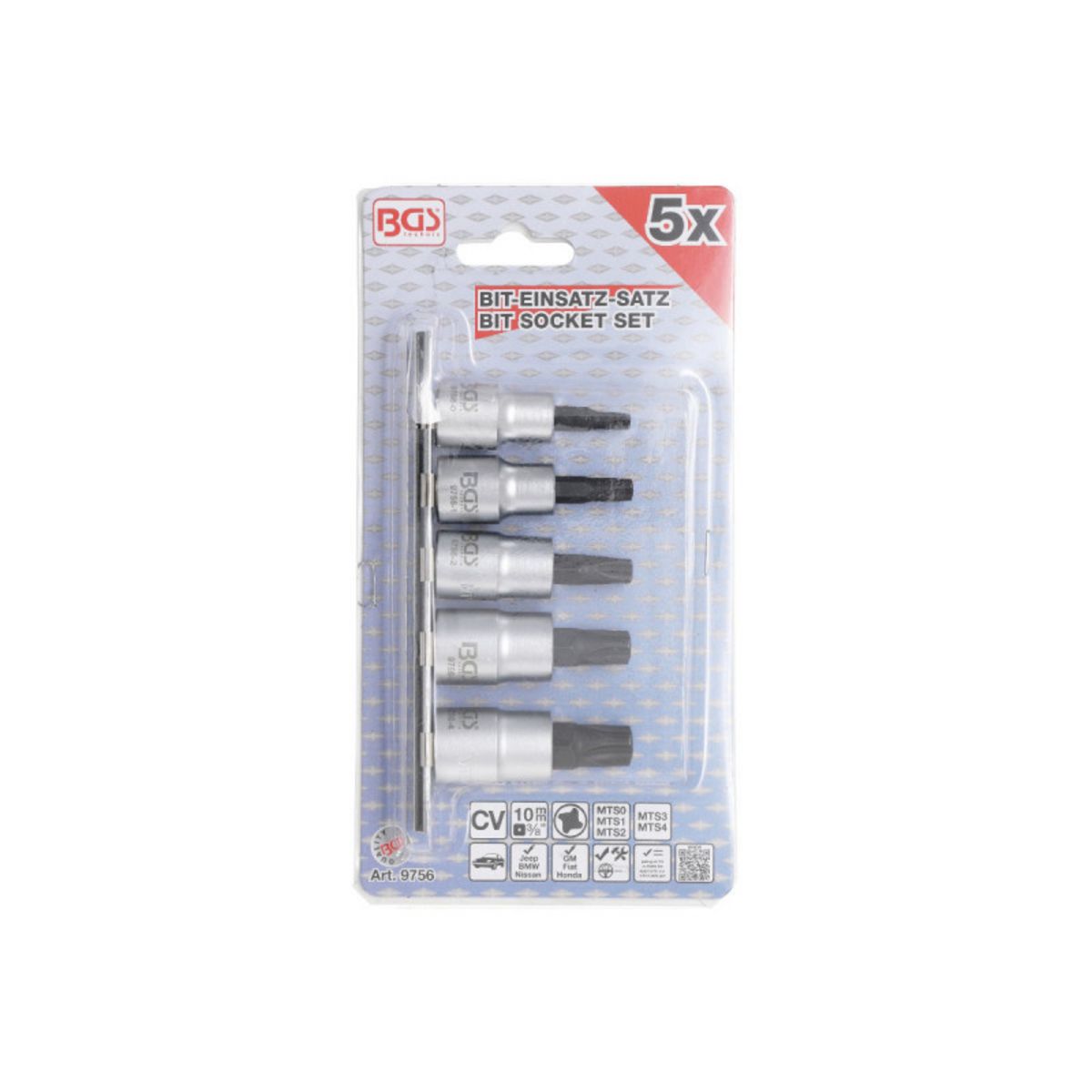  Jeu de douilles à embouts BGS TECHNIC pour MTS Mortorq - 10mm (3/8 ) - MTS0/MTS04 - 5 pcs - 9756