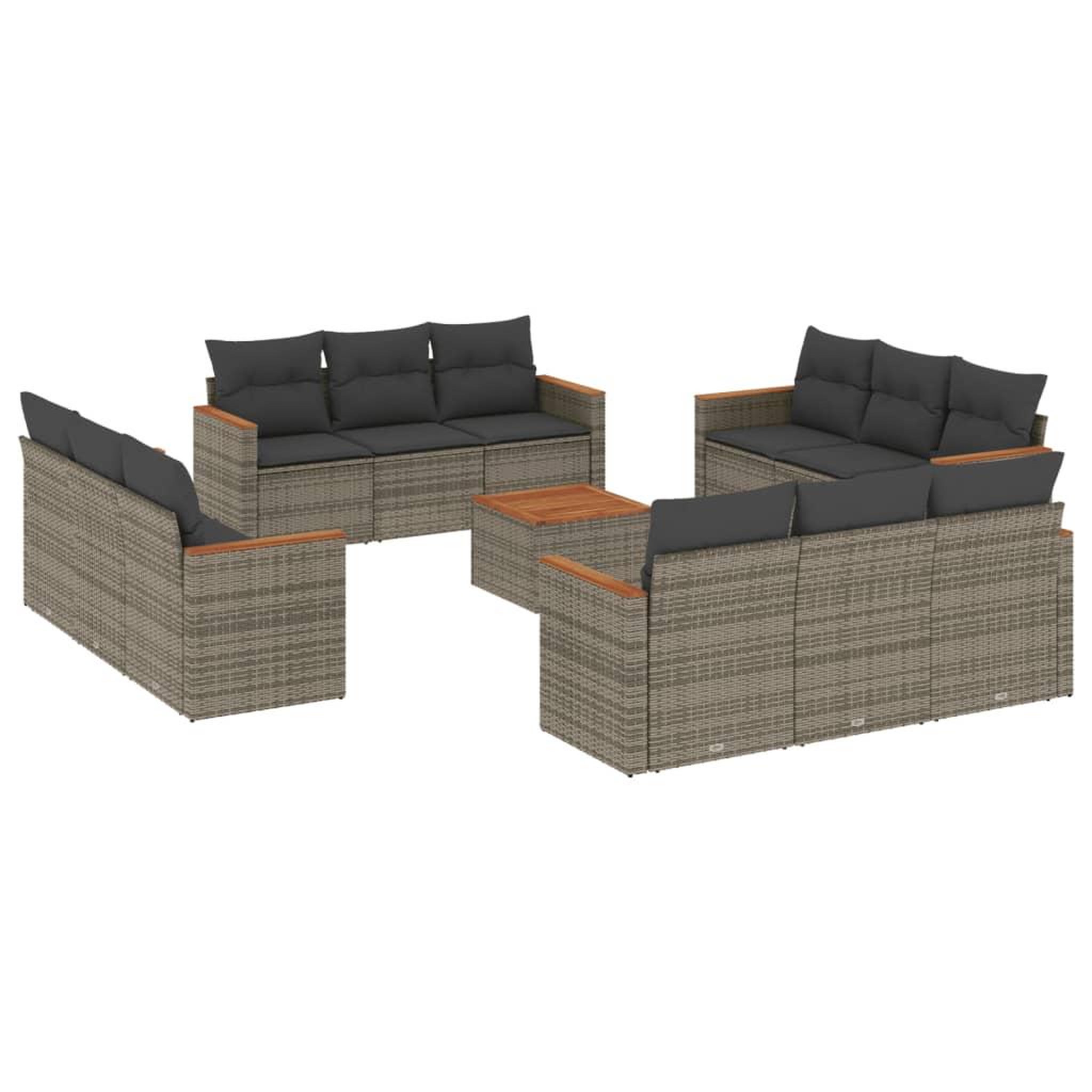 Voir la diapositive 2 : VIDAXL Salon de jardin avec coussins 13 pcs gris resine tressee
