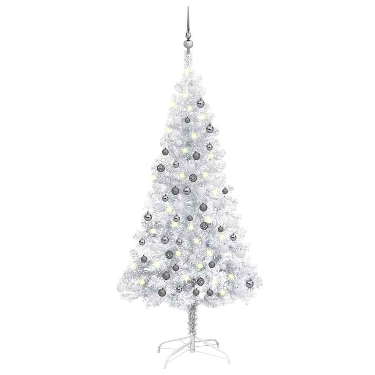 VIDAXL Arbre de Noël artificiel pre-eclaire/boules argente 120 cm PET