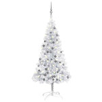 VIDAXL Arbre de Noël artificiel pre-eclaire/boules argente 120 cm PET