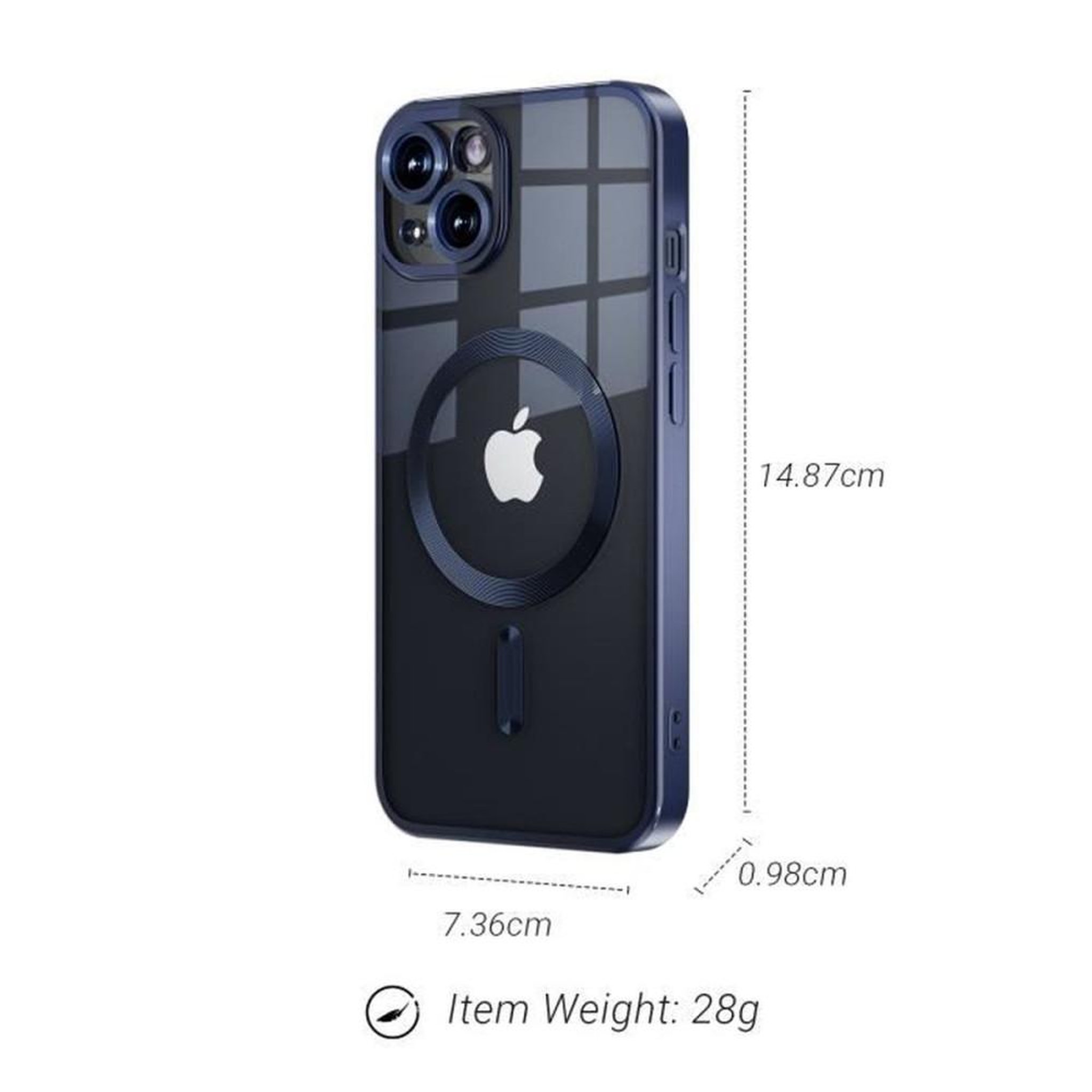 Voir la diapositive 2 : Coque TPU bumper magnétique iPhone 15 transparente bleue, anti-choc anti-jaunissement