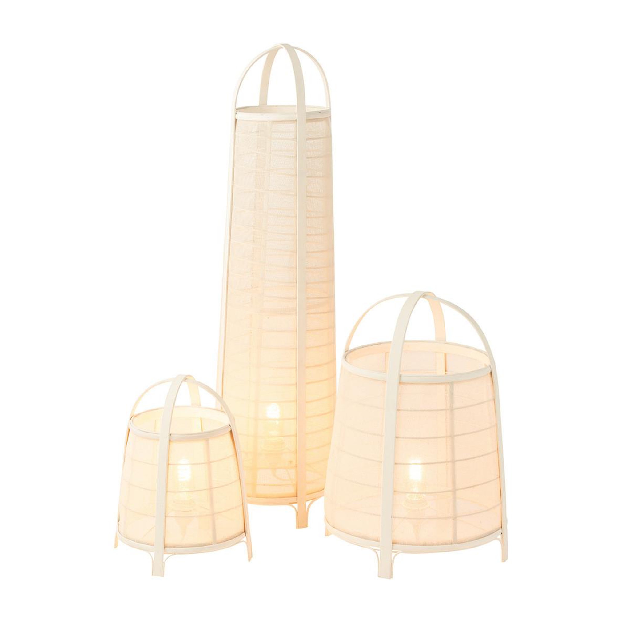 Voir la diapositive 5 : J-LINE Lampe à poser en bambou  rya  35cm blanc