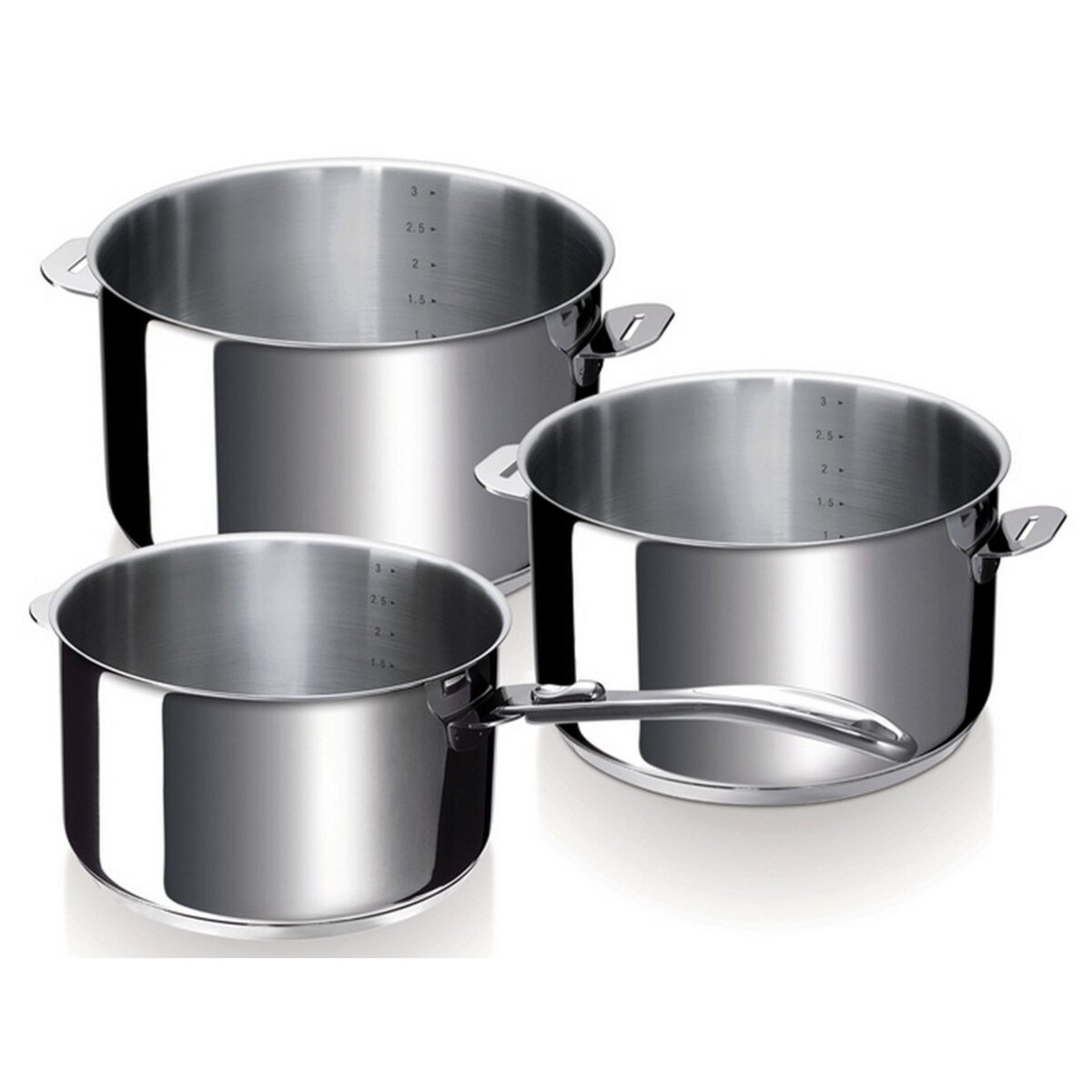 Beka Série de 3 casseroles inox 16/18/20cm + 1 manche 12326974 pas cher Auchan.fr