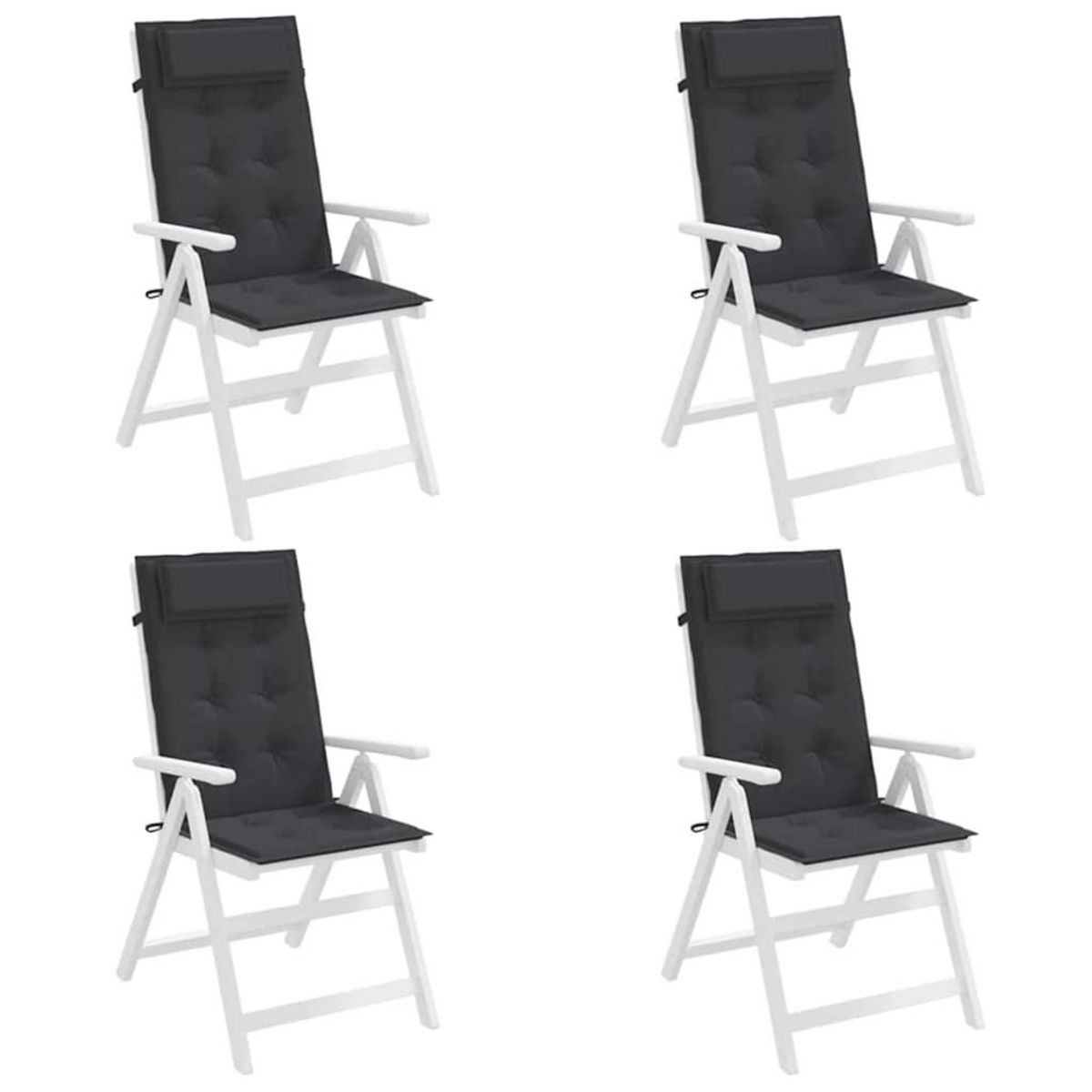 VIDAXL Coussins de chaise a dossier haut lot de 4 noir tissu oxford