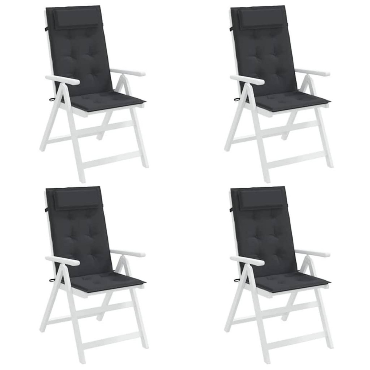 VIDAXL Coussins de chaise a dossier haut lot de 4 noir tissu oxford