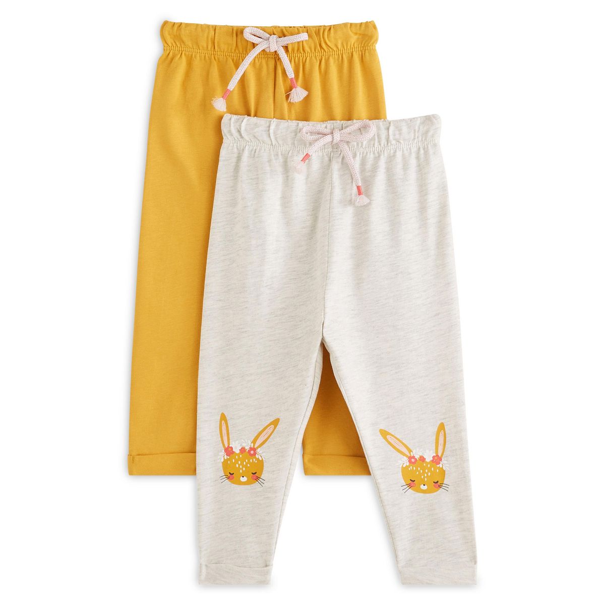 IN EXTENSO Lot de 2 pantalons coton bio lapins bébé fille