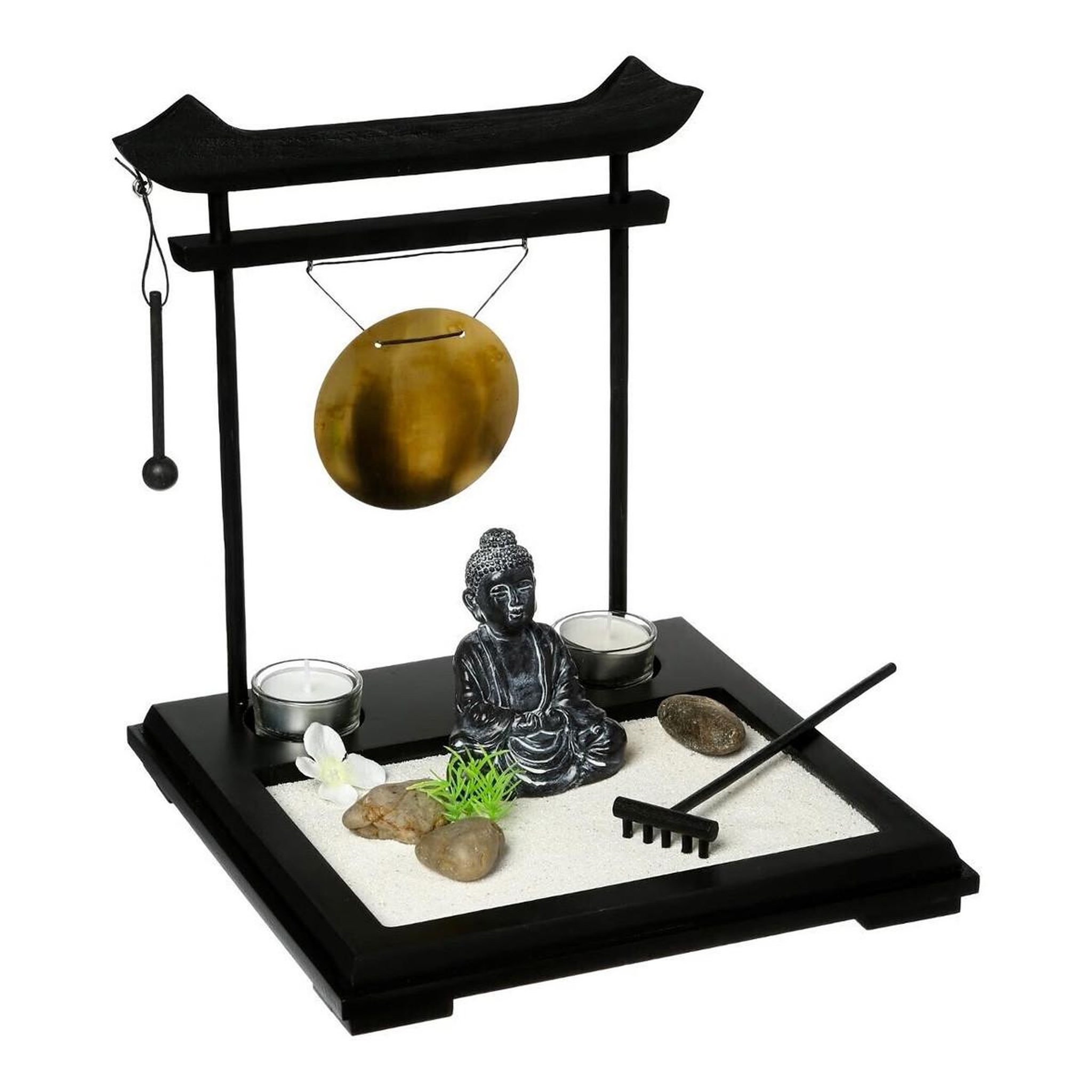 Voir la diapositive 1 : ATMOSPHERA Jardin zen bouddha  tori  26cm noir
