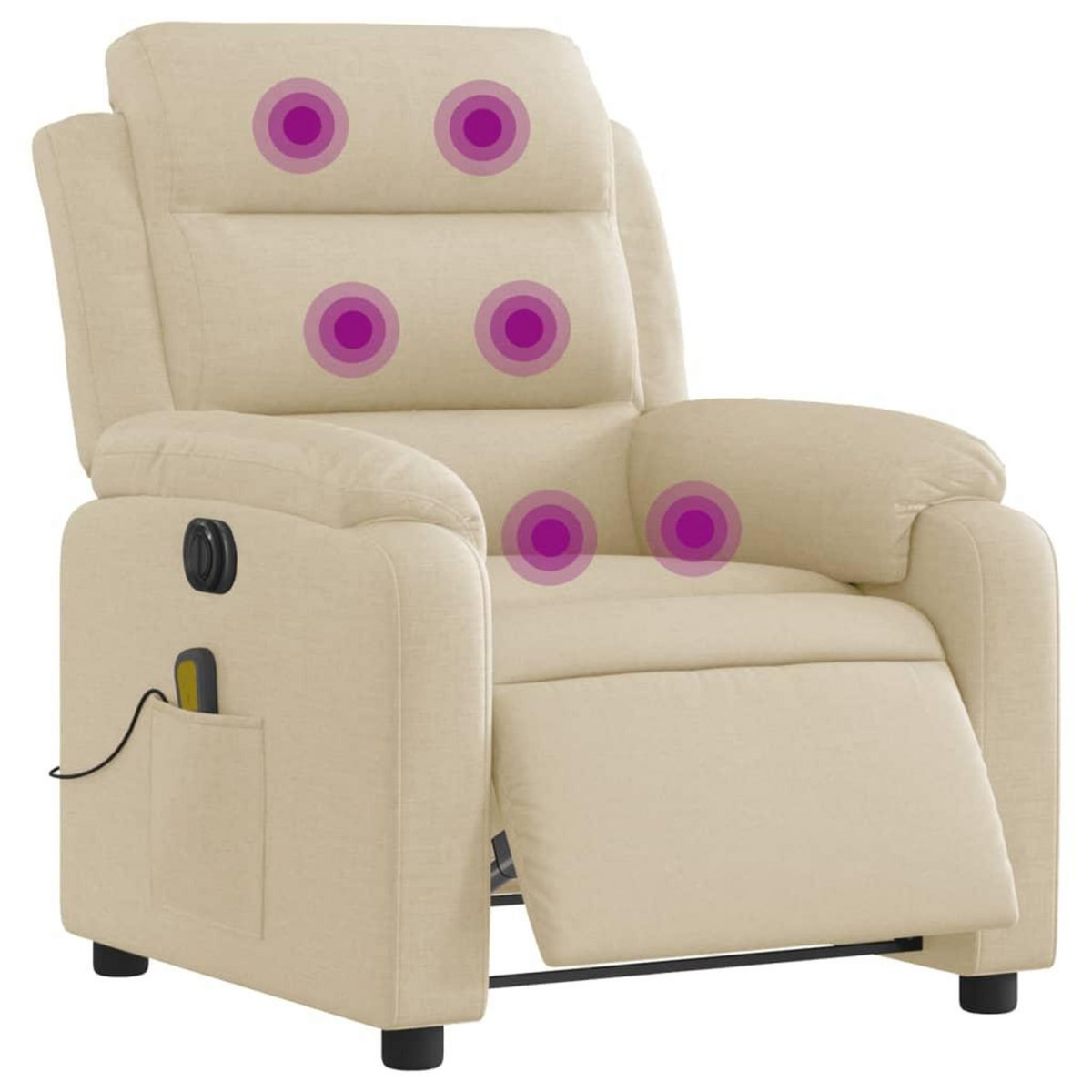 VIDAXL Fauteuil inclinable de massage electrique creme tissu