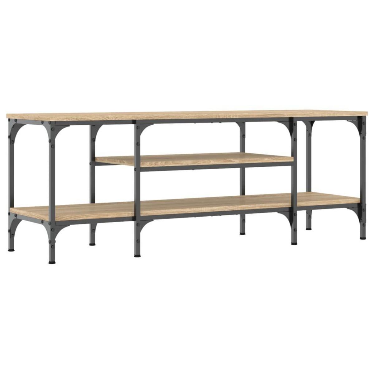 VIDAXL Meuble TV chene sonoma 121x35x45 cm bois d'ingenierie et fer