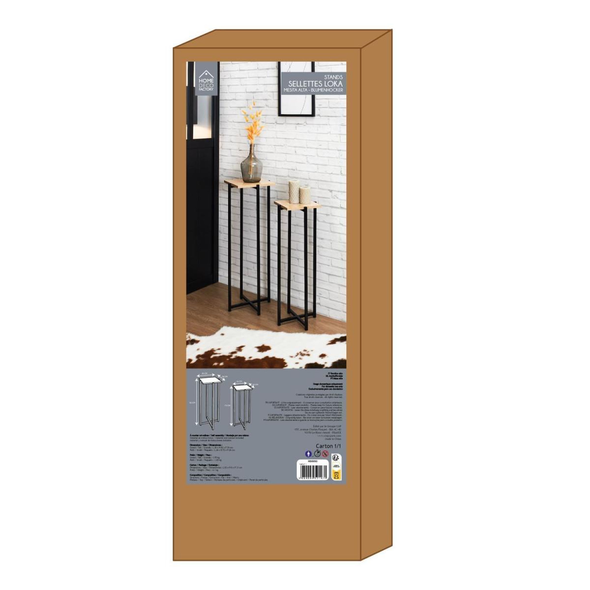 Voir la diapositive 6 : The Home Deco Factory Lot de 2 sellettes  loka  82cm noir