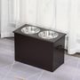 Voir la diapositive 2 : PAWHUT Gamelle double chien chat Porte-gamelles surélevé dim. 60L x 30l x 41H cm 2 gamelles poignées coffre MDF