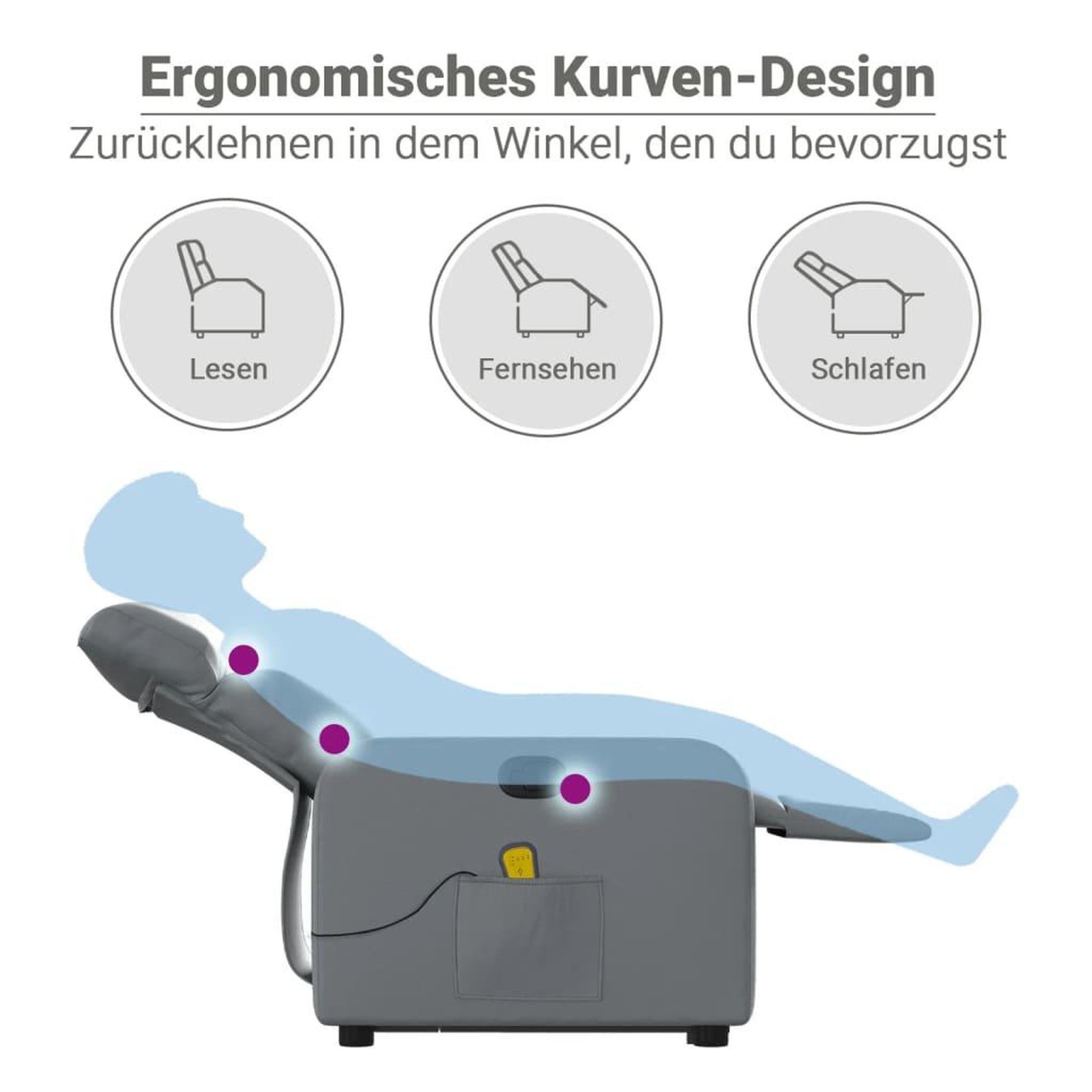 Voir la diapositive 6 : VIDAXL Fauteuil inclinable de massage Gris Similicuir