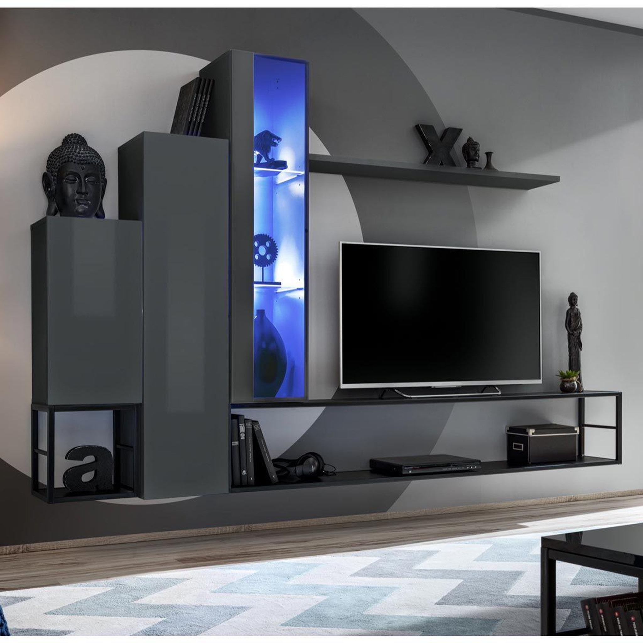 Voir la diapositive 1 : Paris Prix Ensemble meuble tv design  switch viii  240cm gris & noir