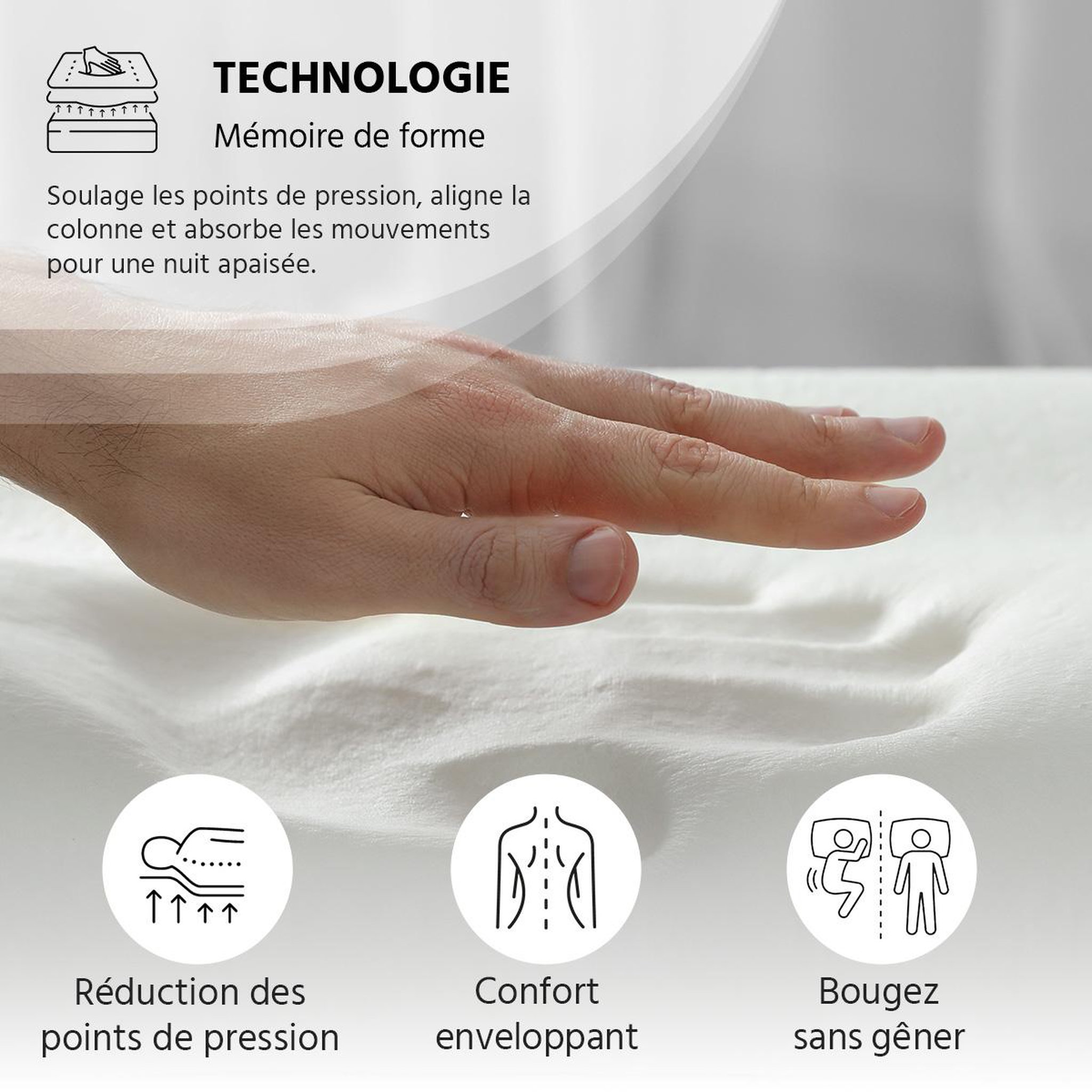 Voir la diapositive 4 : BELLECOUR Bellecour literie | ensemble empereur | matelas mémoire de forme + sommier bois