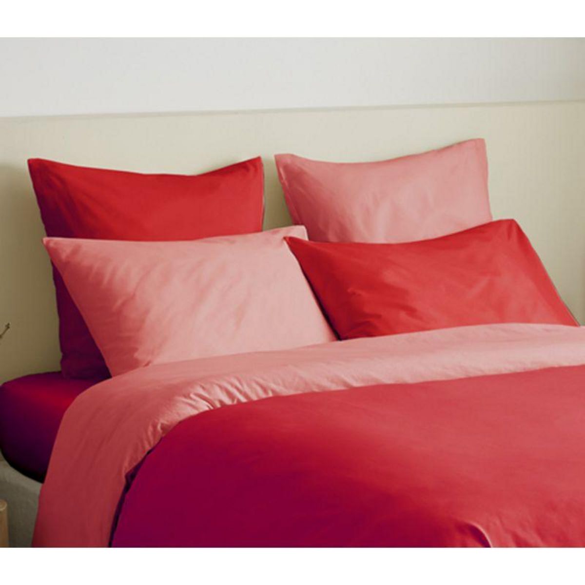 COTON PUR Pack complet 6 pièces Capucine/Clémentine réversible housse de couette pour lit 140 x 190 cm