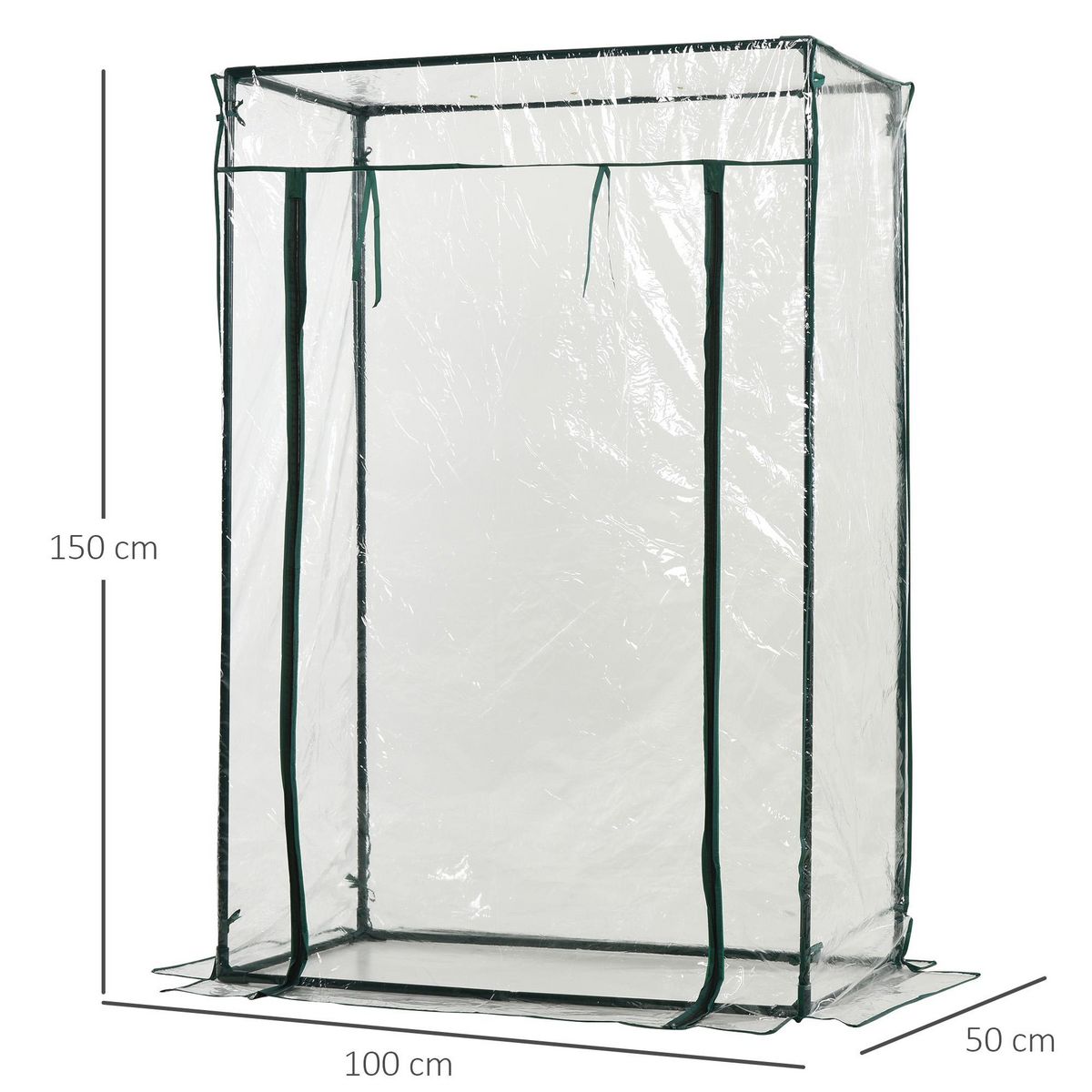 OUTSUNNY Serre de Jardin serre à tomates 1L x 0,5l x 1,5H m porte zippée déroulante acier thermolaqué PVC haute densité 140 g/m² anti-UV