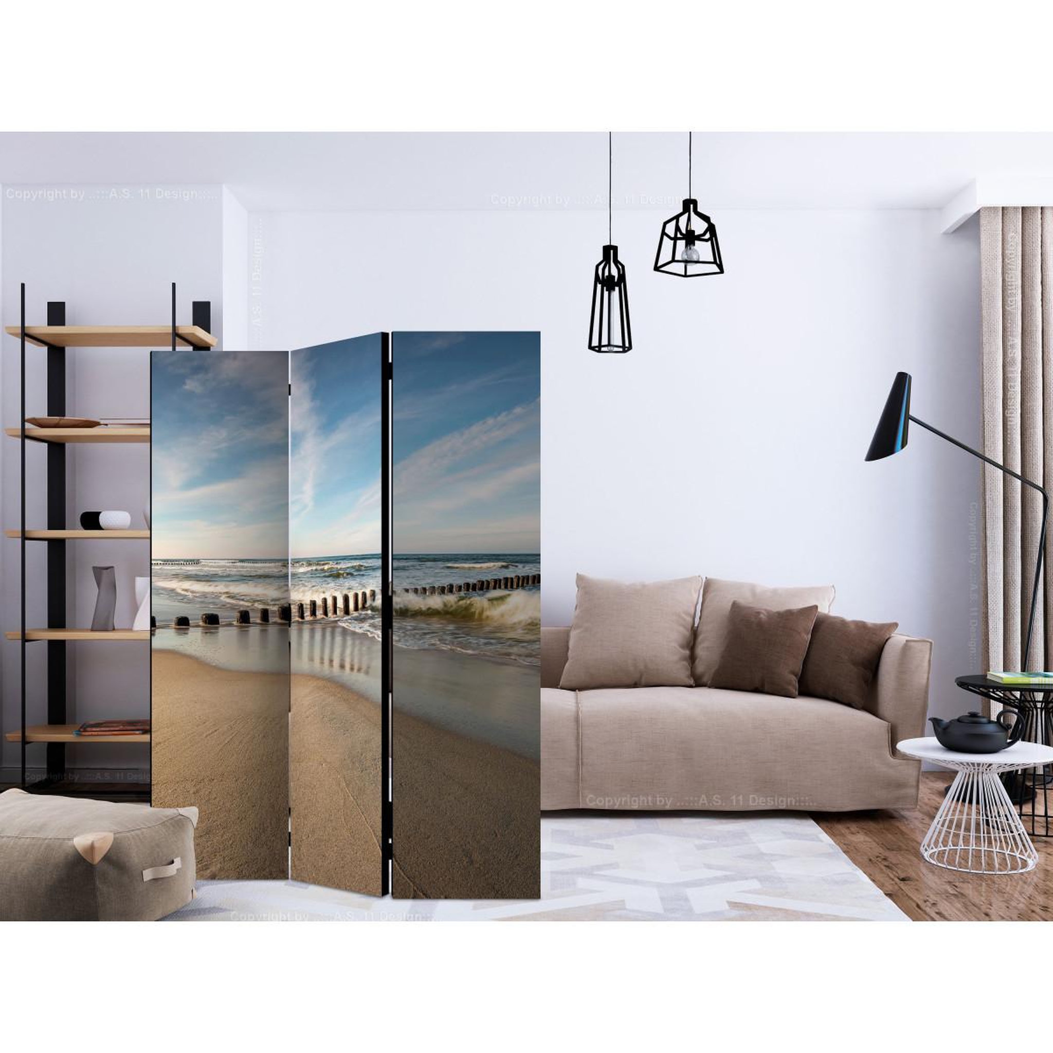 Voir la diapositive 2 : Paris Prix Paravent 3 volets  sea breeze  135x172cm