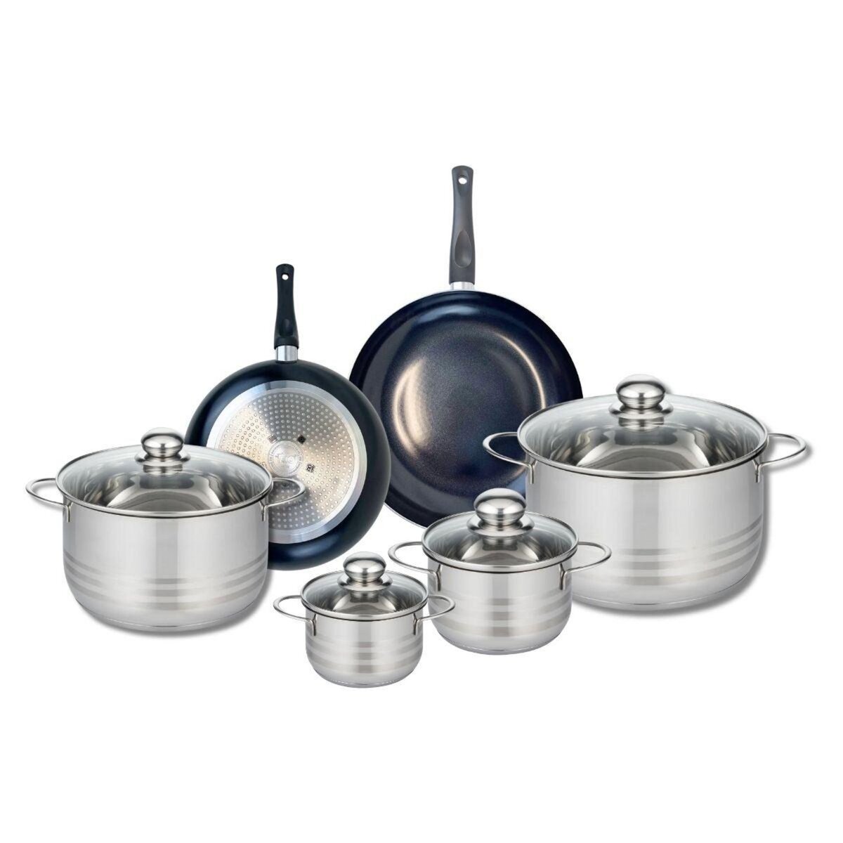 ELO Ensemble de 2 Poêles de cuisson 20 et 24 cm et 4 faitouts 12, 14, 20 et 24 cm Elo Prima Brillant