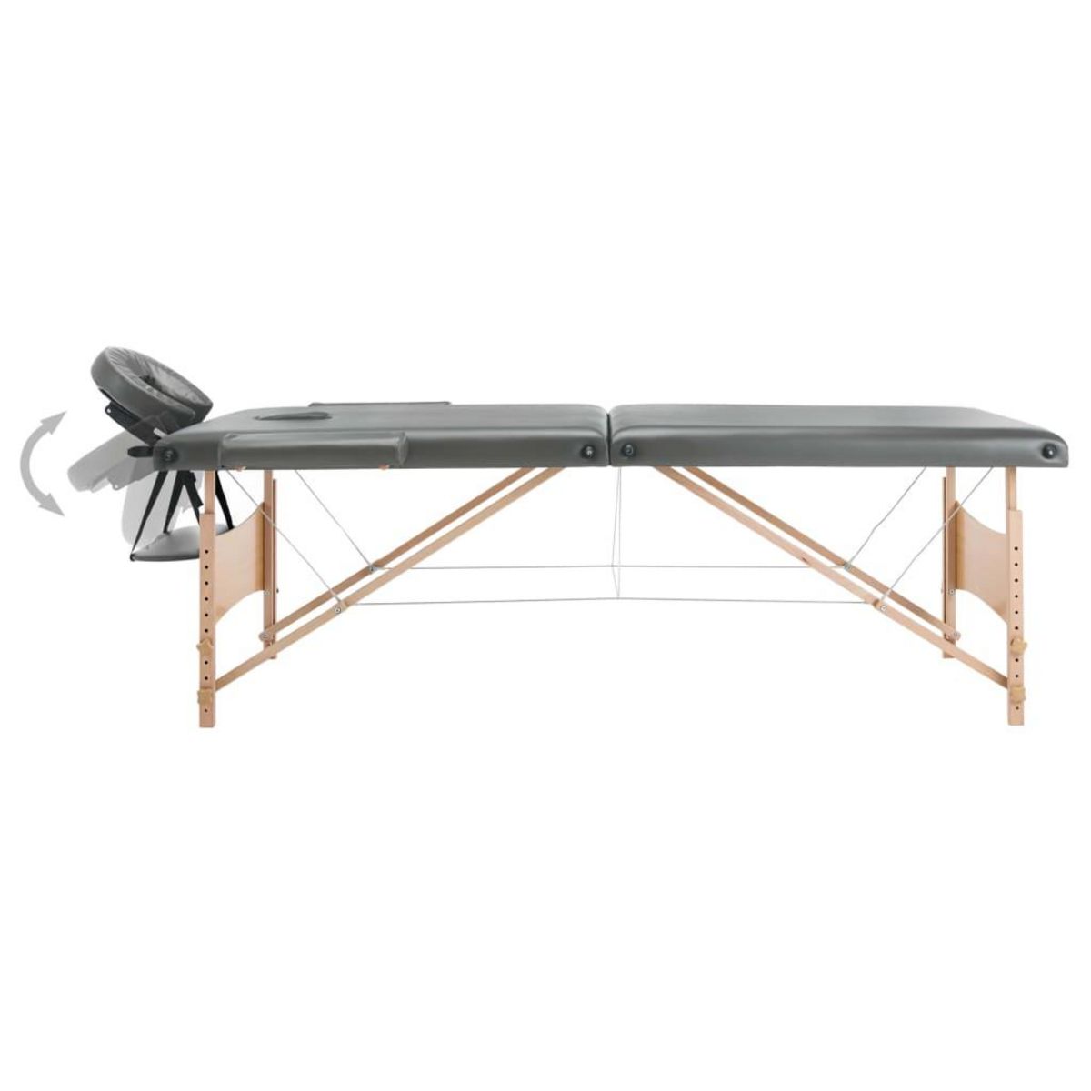 VIDAXL Table de massage avec 2 zones Cadre en bois Anthracite 186x68cm
