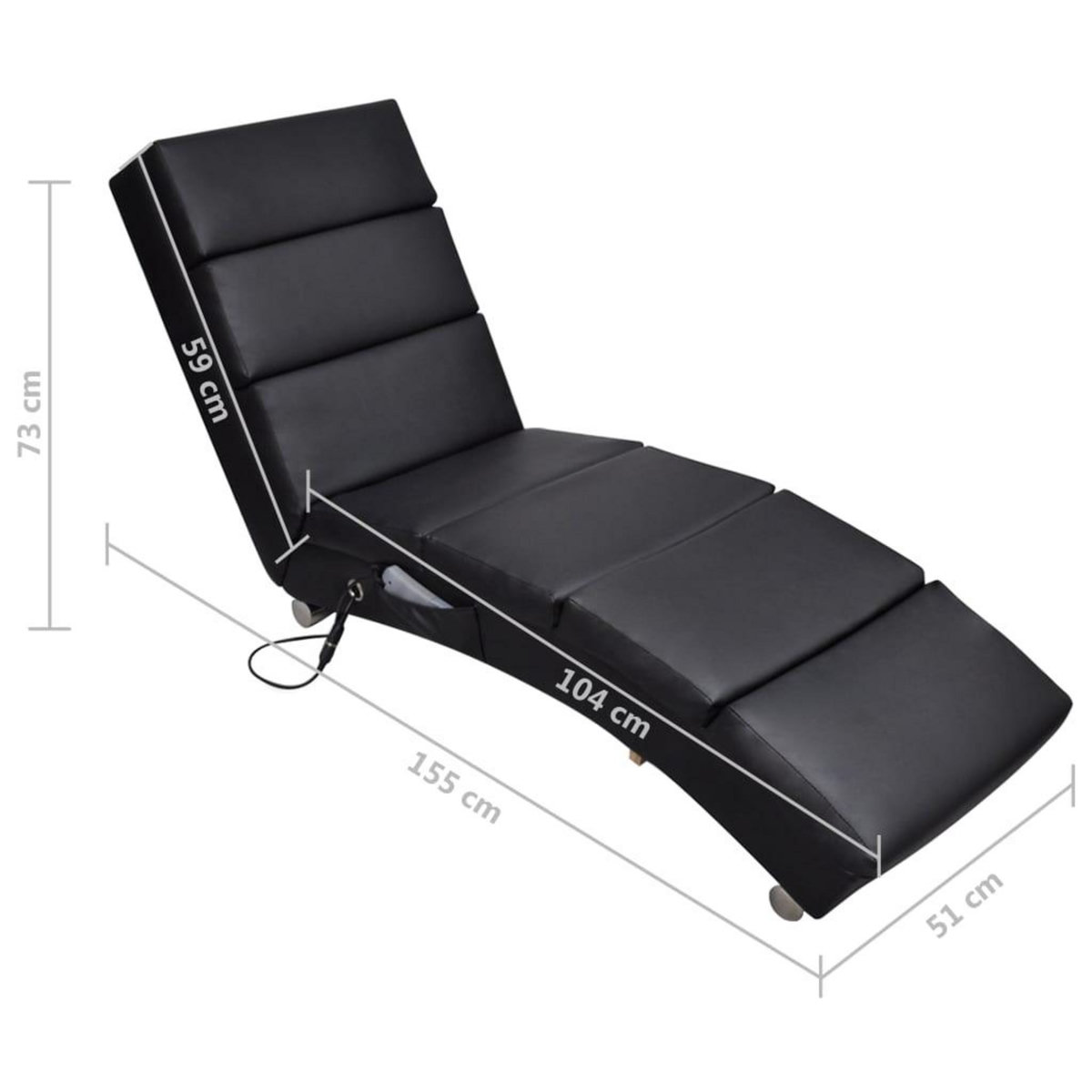 VIDAXL Chaise longue de massage Noir Similicuir