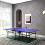 Voir la diapositive 2 : HOMCOM Table de ping-pong pliable compacte avec 4 roulettes bleu