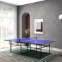 Voir la diapositive 2 : HOMCOM Table de ping-pong pliable compacte avec 4 roulettes bleu