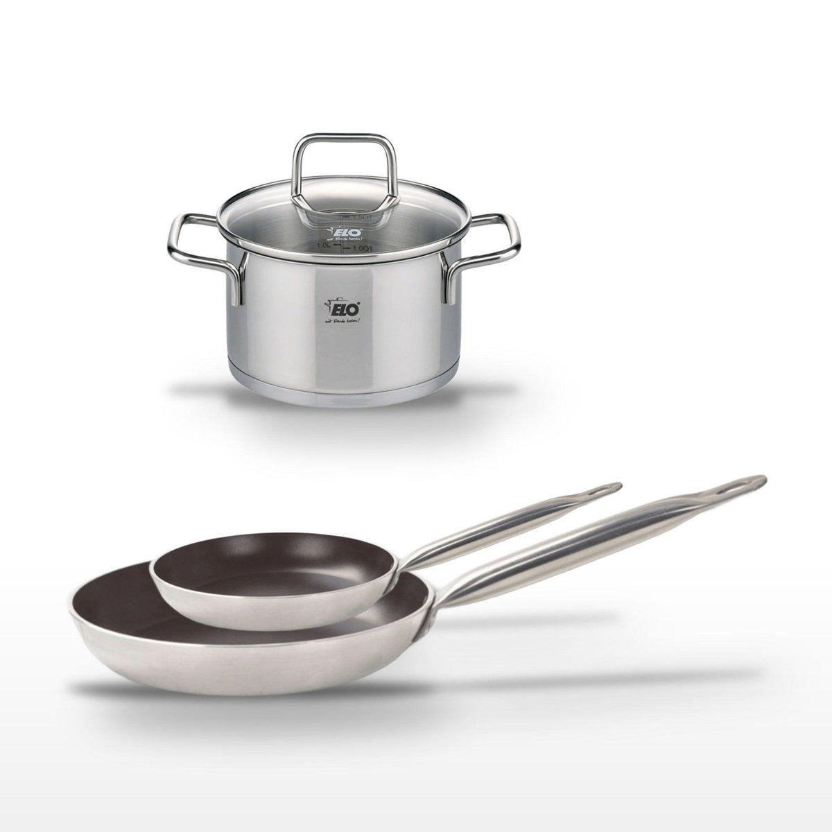 ELO Lot Poêles 24 cm et 32 cm Elo Bistro Line avec Faitout 14 cm