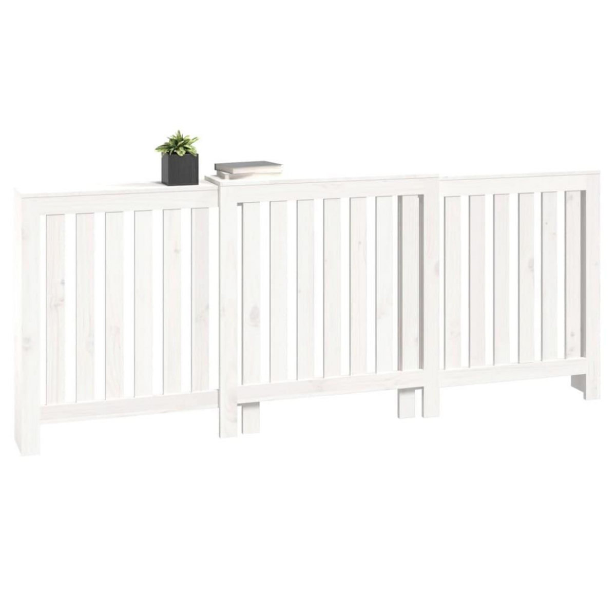 VIDAXL Cache-radiateur Blanc 210x21x85 cm Bois massif de pin