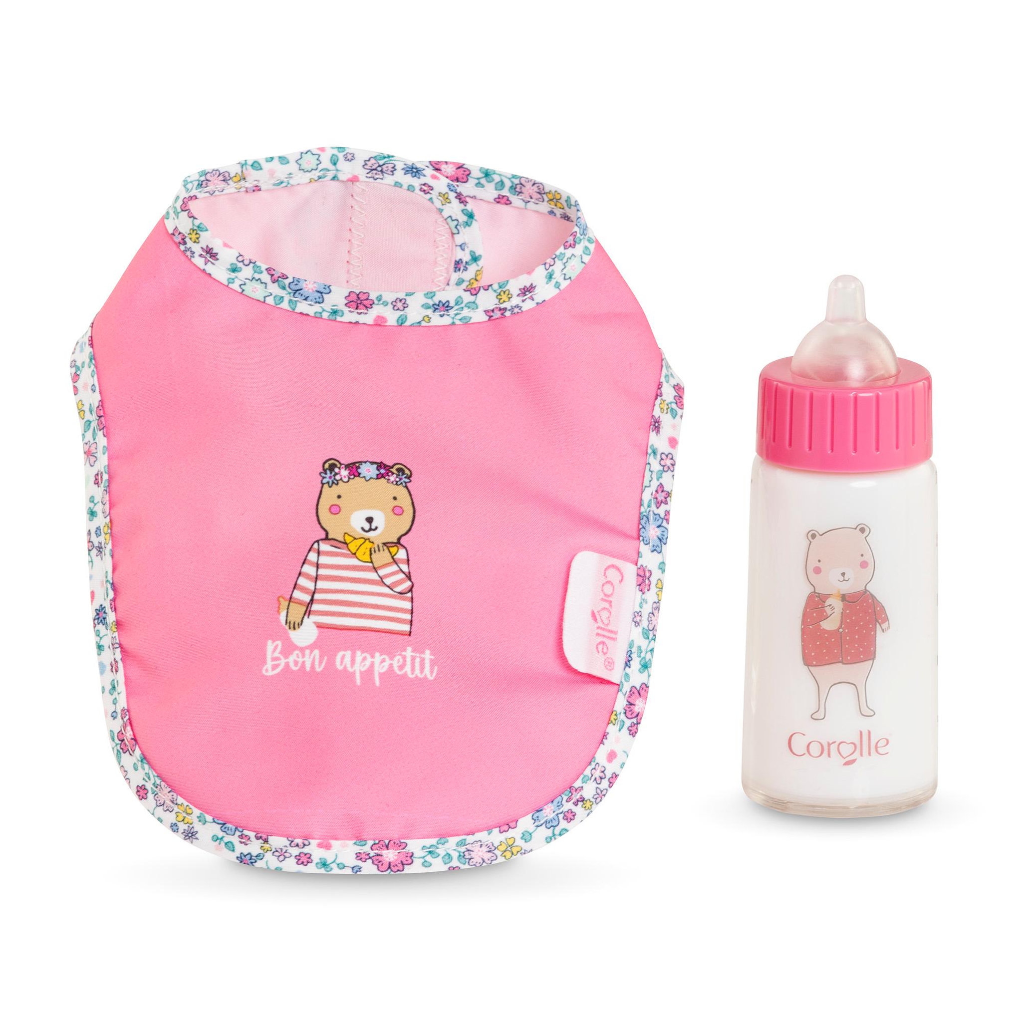 Corolle Bavoir Rose et Biberon Magique pour grand poupon 36/42 cm