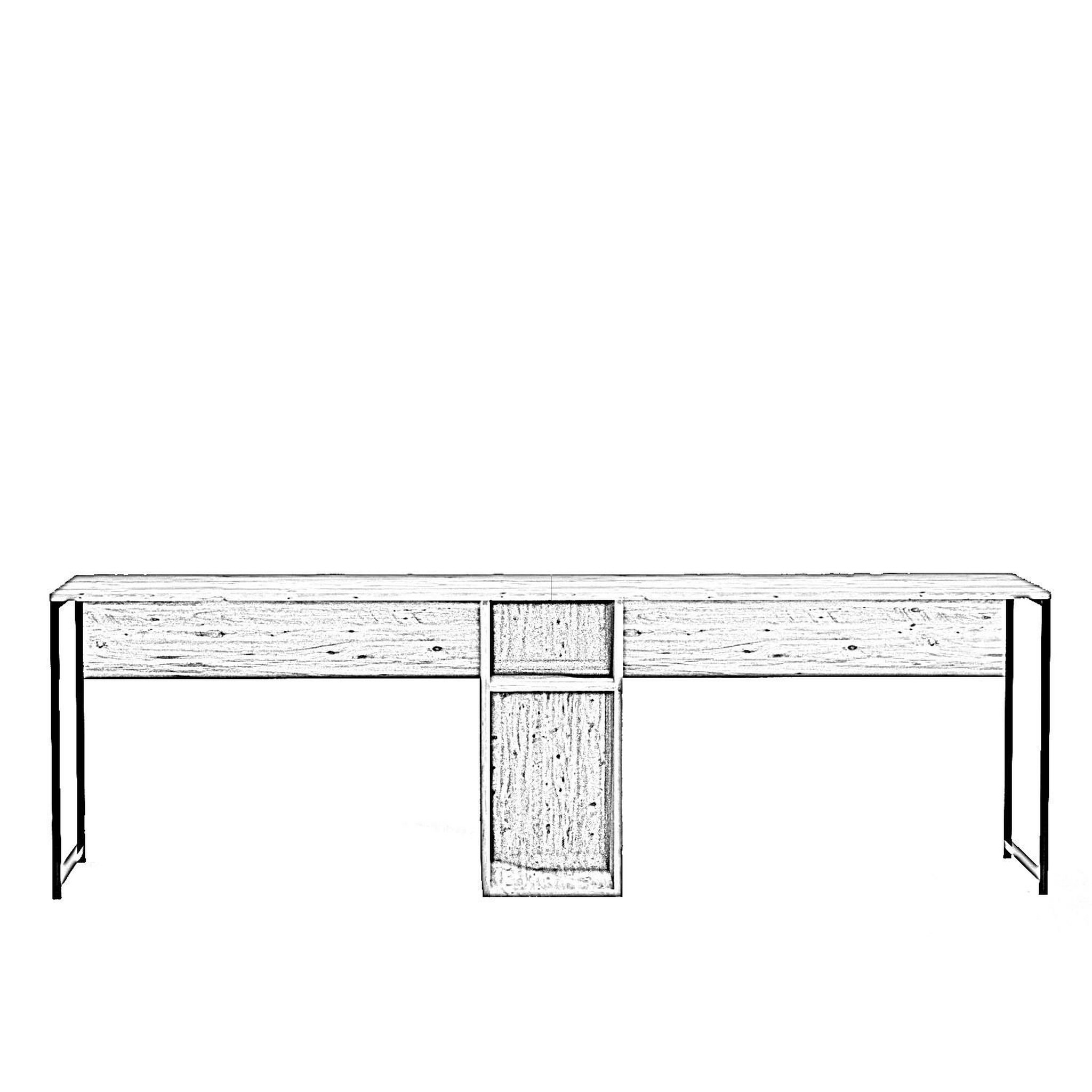 Habitat et Jardin Bureau en bois  ikili calisma  - 240 x 60 x 74 cm - pin atlantique noir