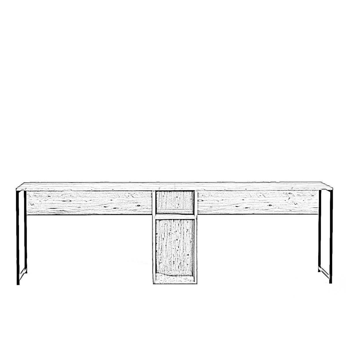 Habitat et Jardin Bureau en bois  Ikili Calisma  - 240 x 60 x 74 cm - Pin atlantique Noir