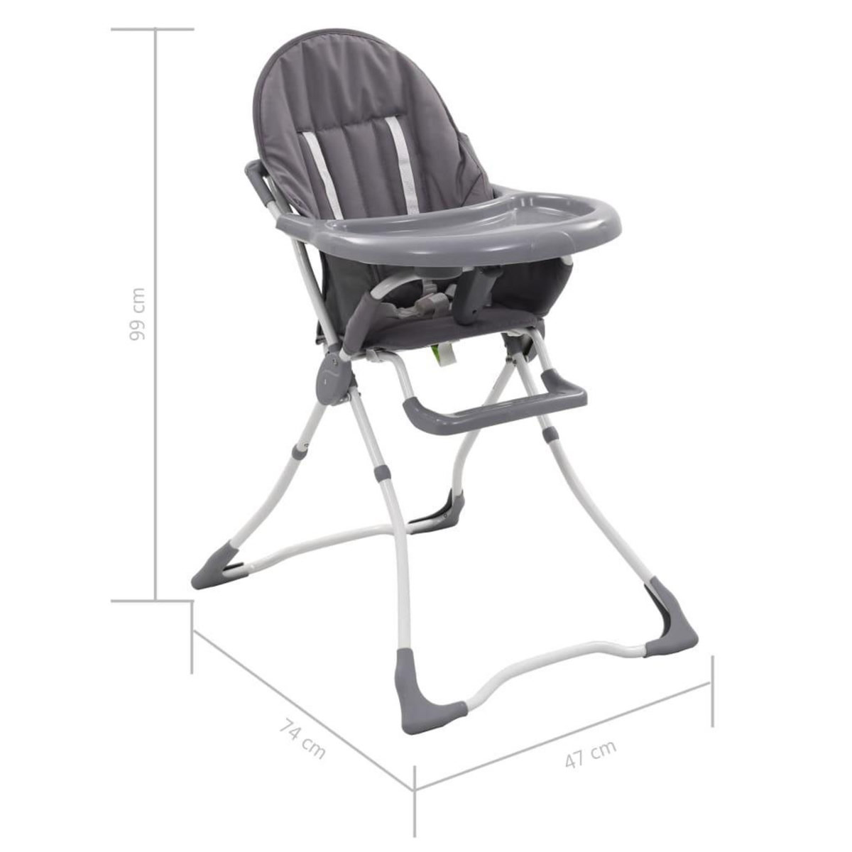 VIDAXL Chaise haute pour bebe Gris et blanc