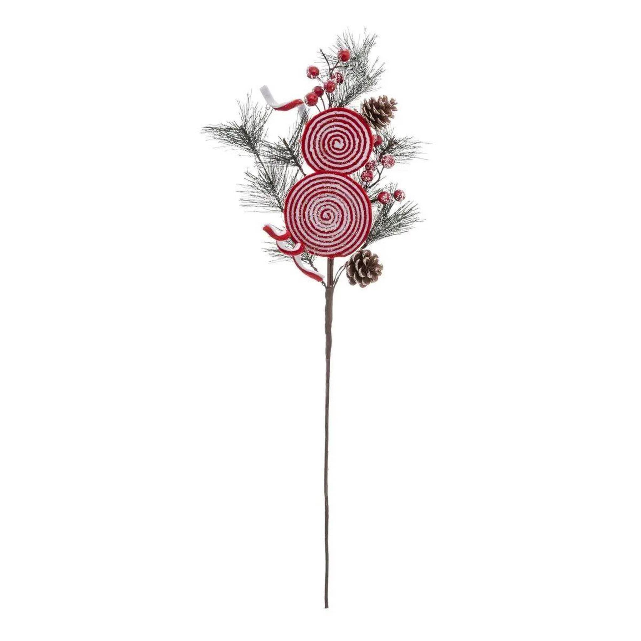 ATMOSPHERA Branche de fleurs  2 sucettes  75cm vert & rouge
